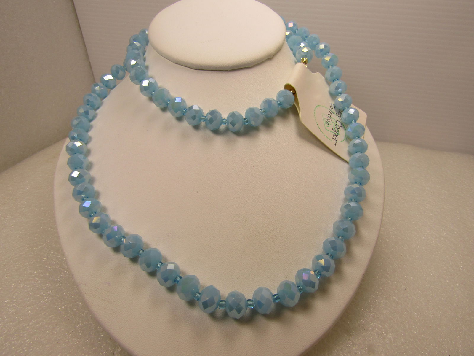 Blue Faceted Glass Beaded Necklace, Ashley Cooper, 32", 2000's With Tags - 3