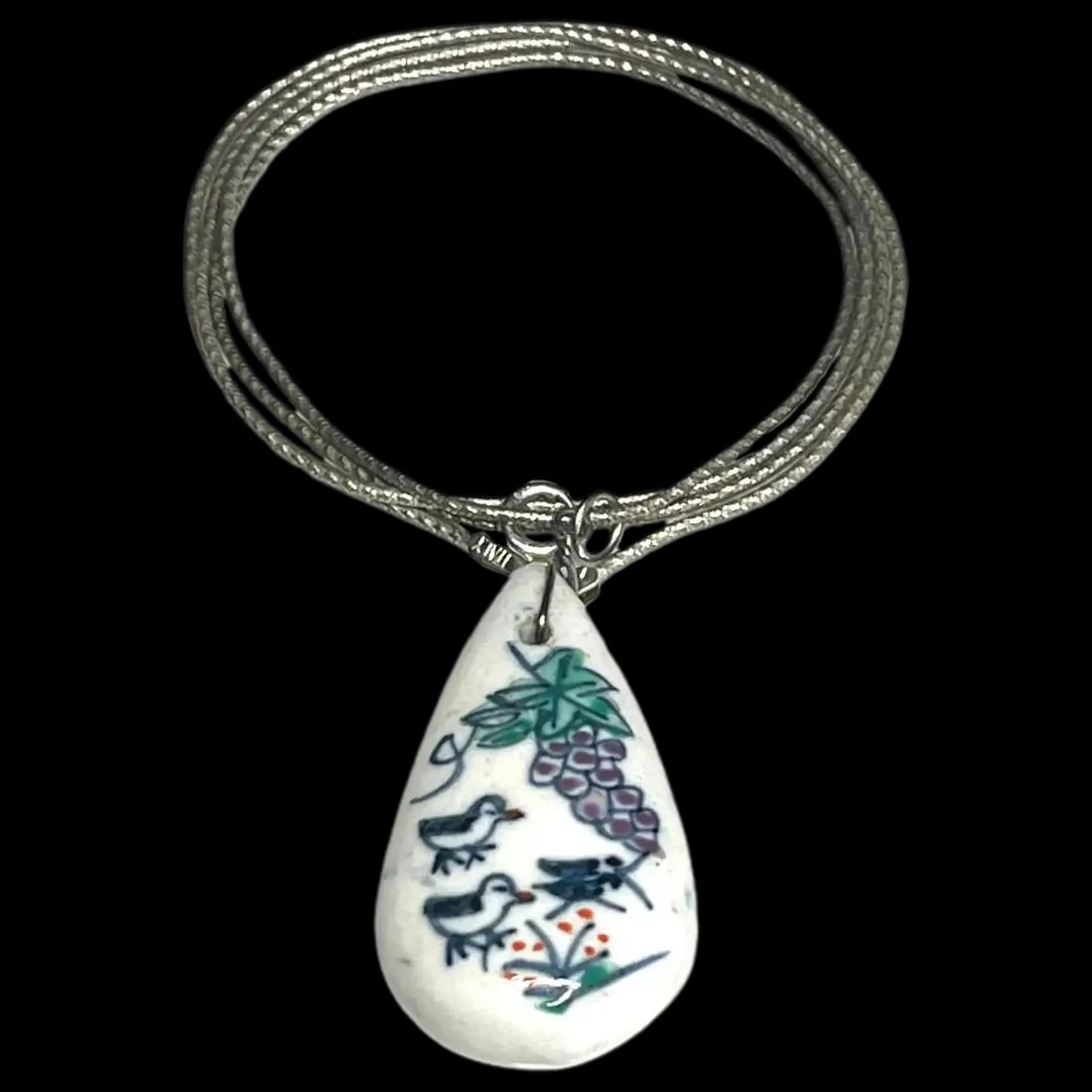Vintage Hand Painted Porcelain Pendant on Sterling Silver Chain (1 of 6)