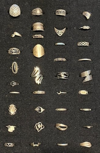 Lot of 36 Vintage to New Sterling Silver 925 Rings - Various Sizes 138g (1 of 1)