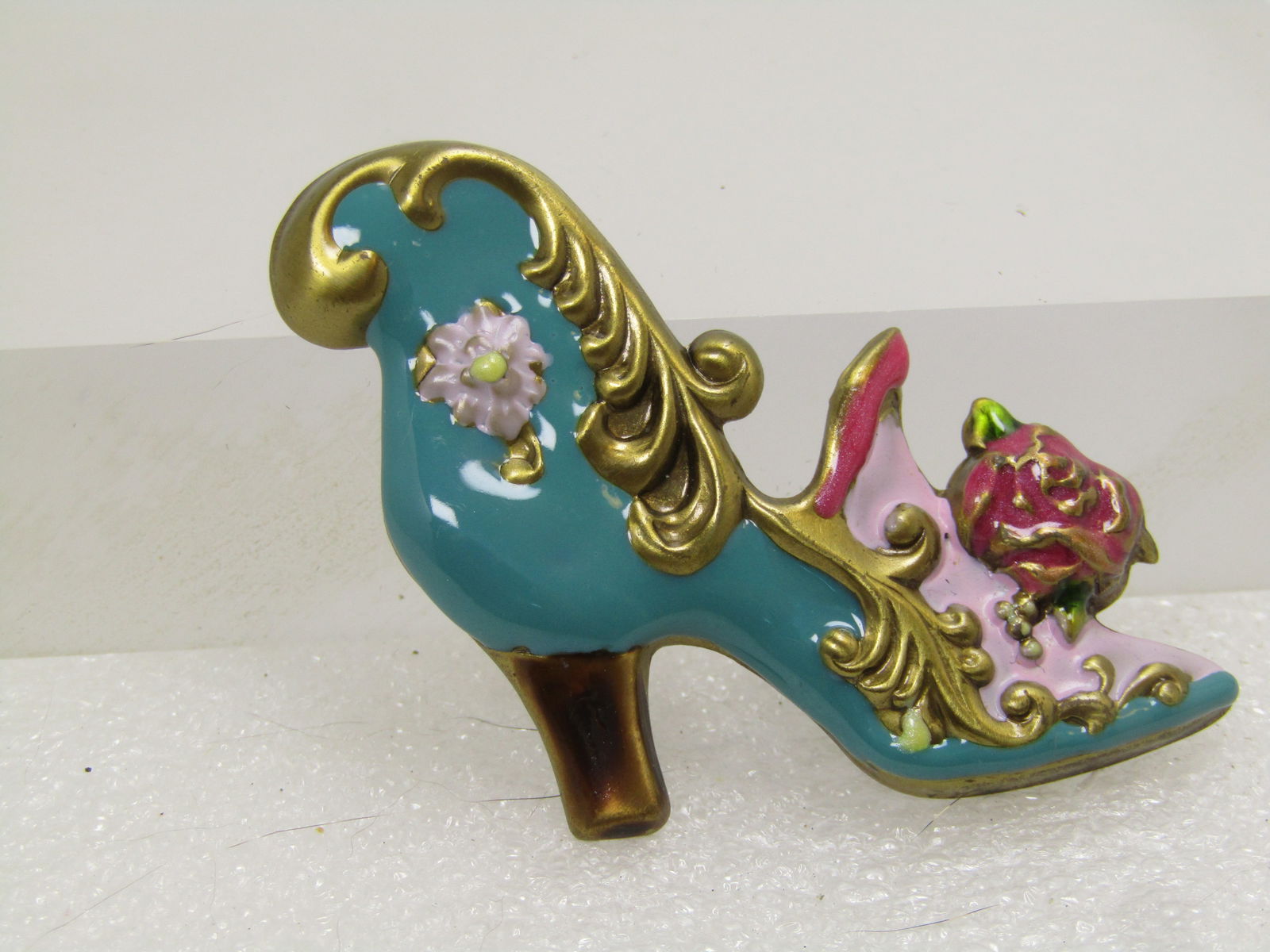 Vintage Enameled Victorian Themed Shoe Brooch, 1970's-1980's - 2
