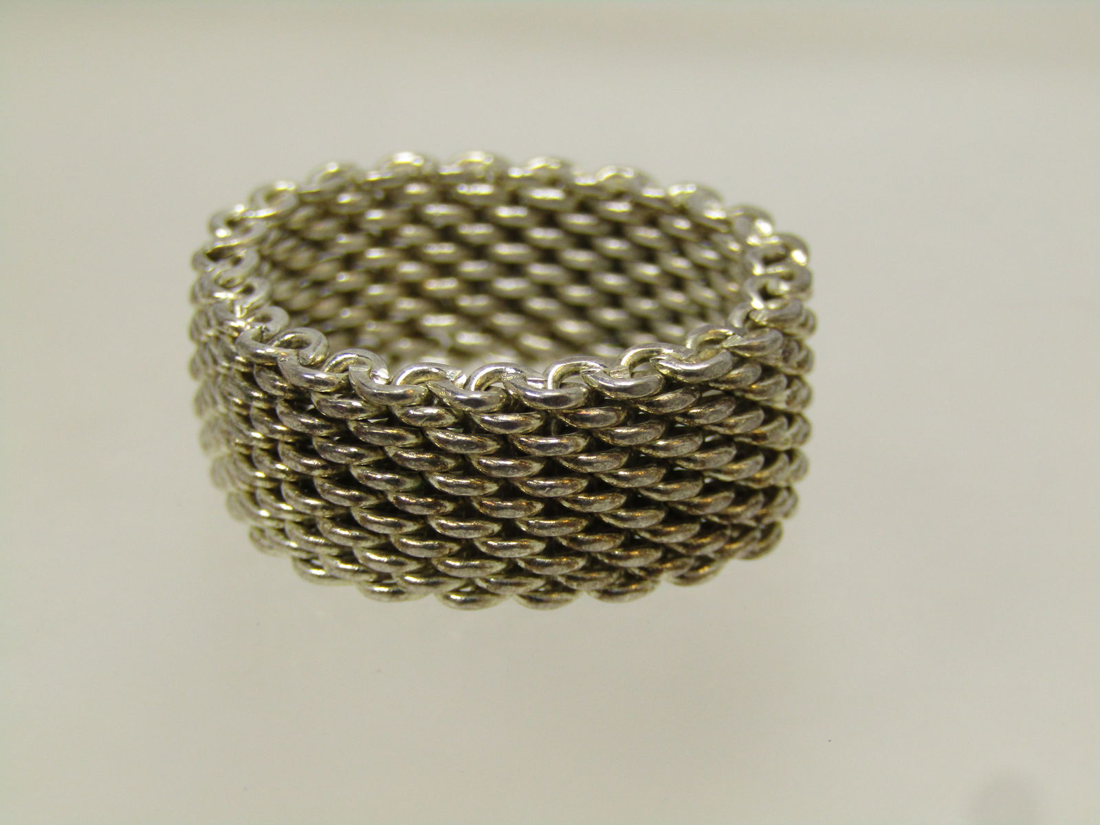 Vintage Woven Mesh Ring, Marked .925, Sz. 9.5, Unisex, 1980's (1 of 5)