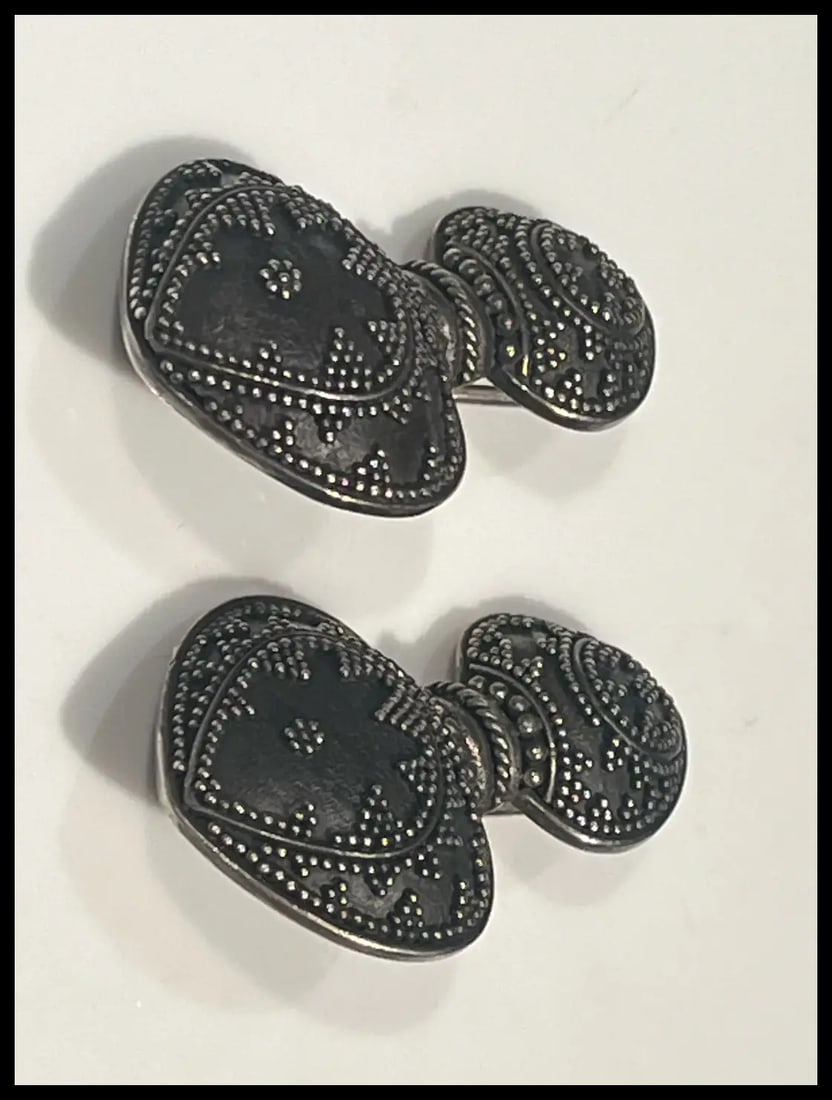 Vintage Sterling Silver Gunmetal John Hardy Clip Earrings - 4