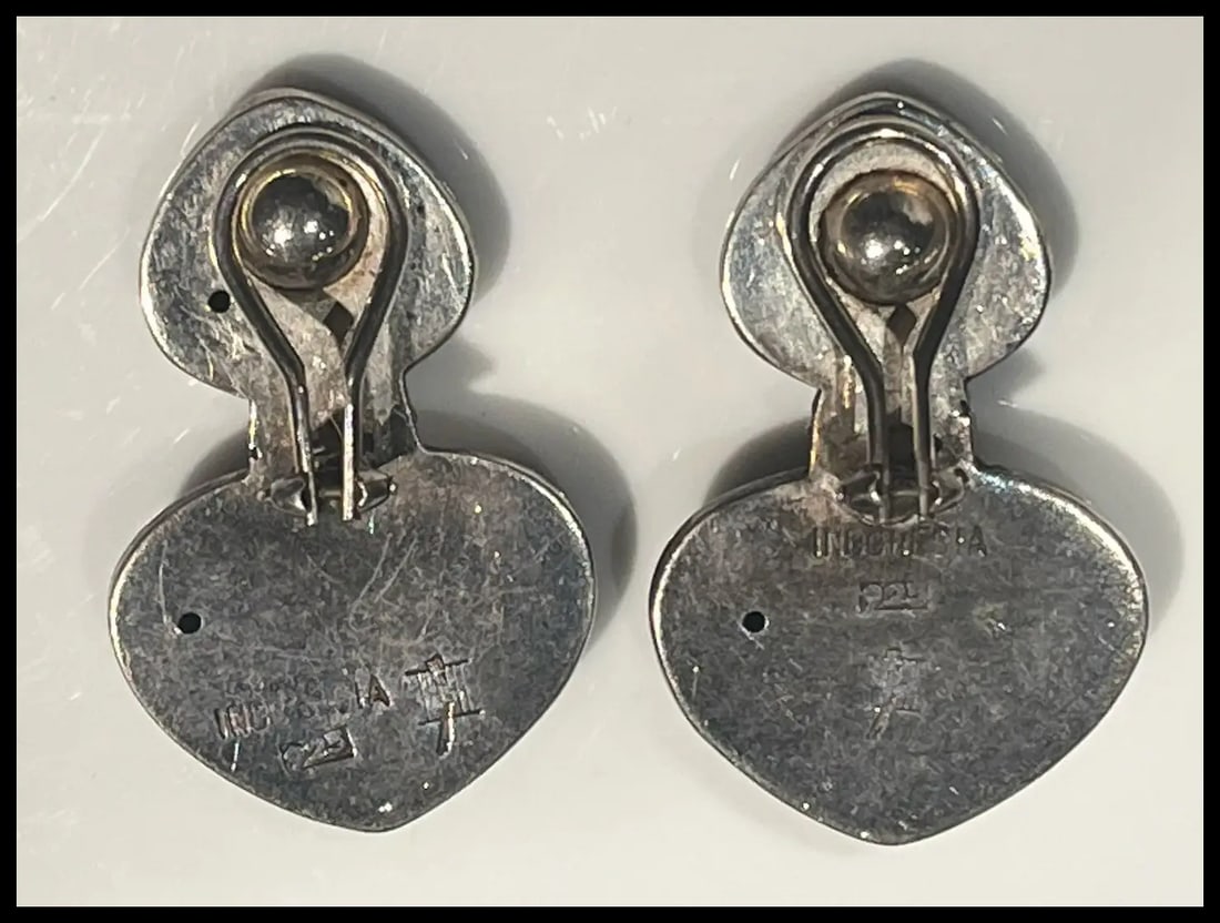 Vintage Sterling Silver Gunmetal John Hardy Clip Earrings - 5