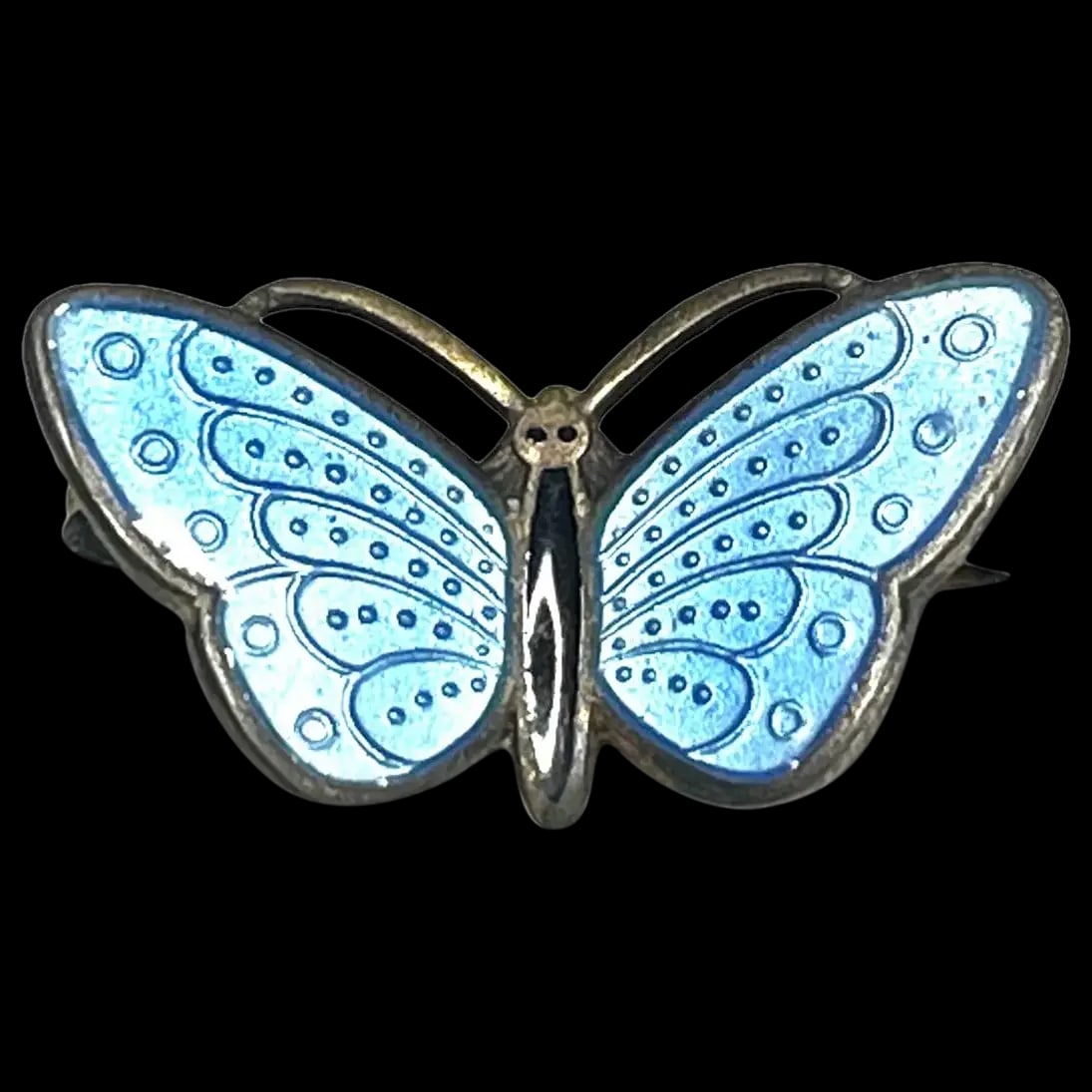 Vintage Sterling SIlver Enamel Blue Butterfly Brooch Signed Norway (1 of 6)