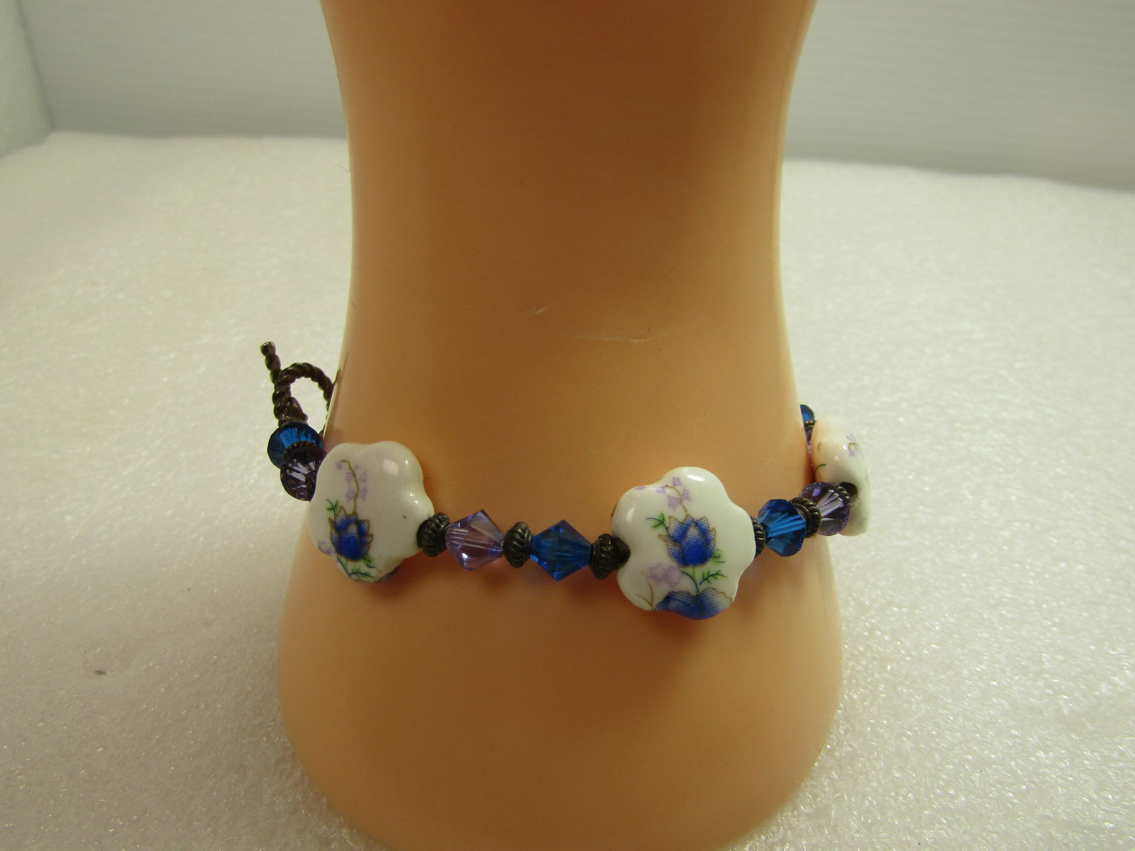 Vintage Blue/White Floral Necklace/Earrings/Bracelet Set, 1980's - 2