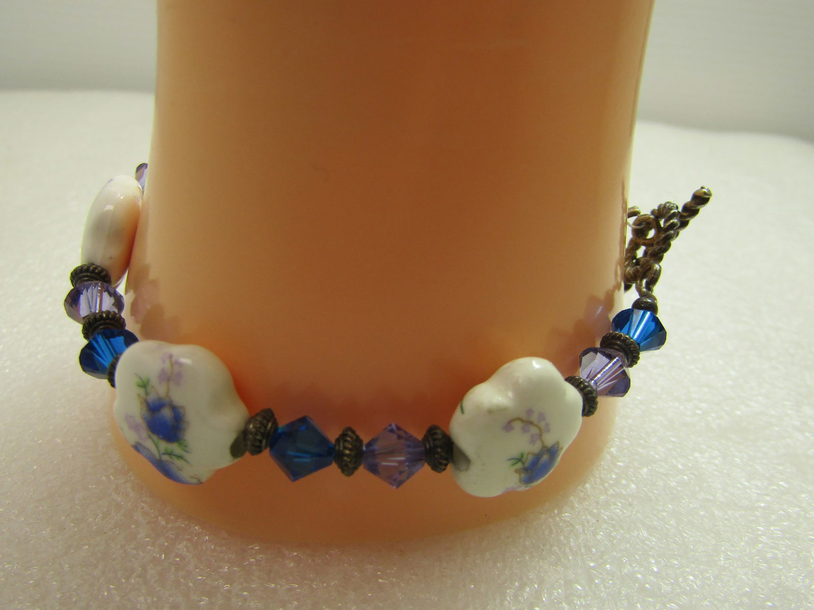 Vintage Blue/White Floral Necklace/Earrings/Bracelet Set, 1980's - 4