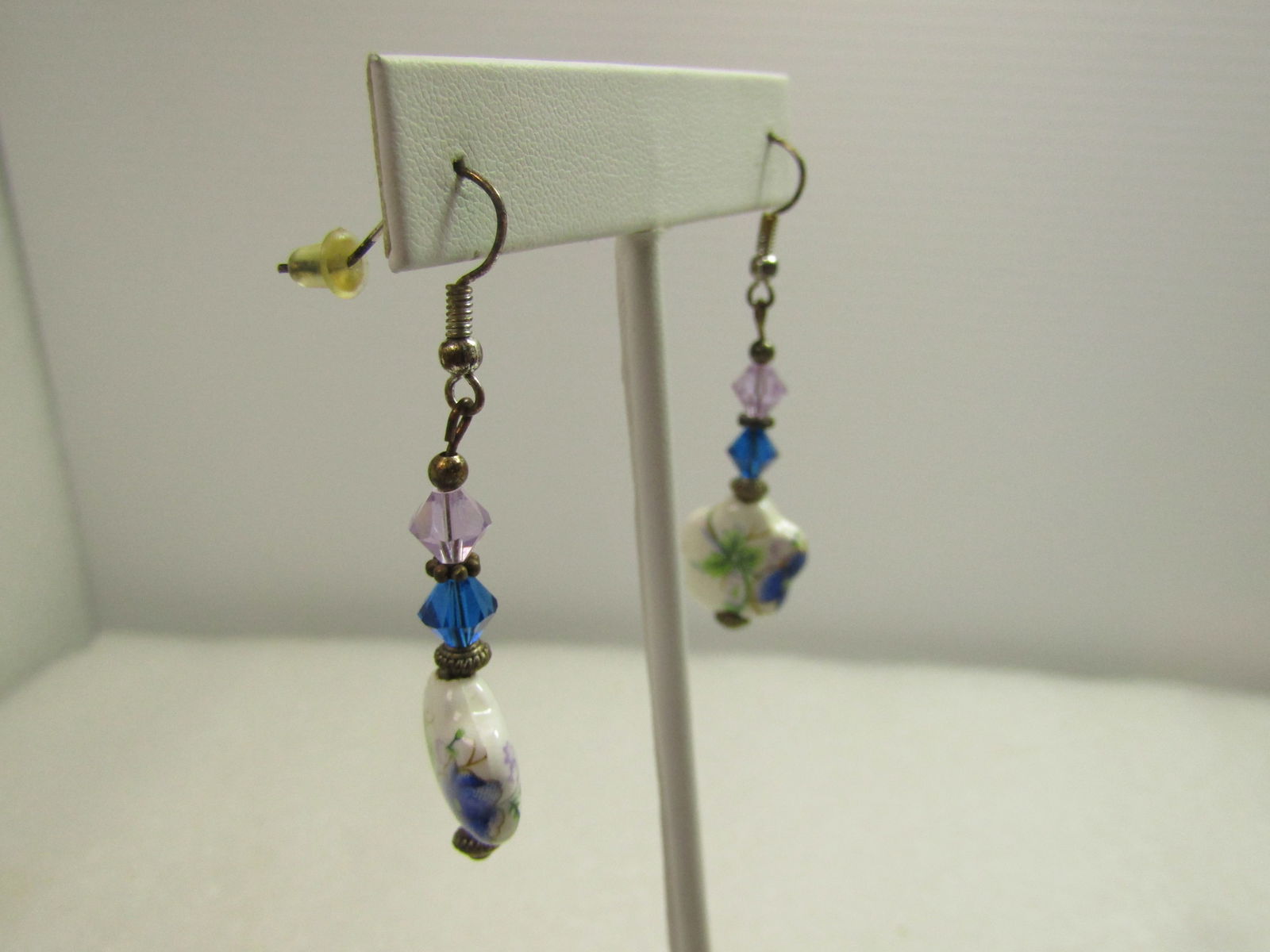 Vintage Blue/White Floral Necklace/Earrings/Bracelet Set, 1980's - 8