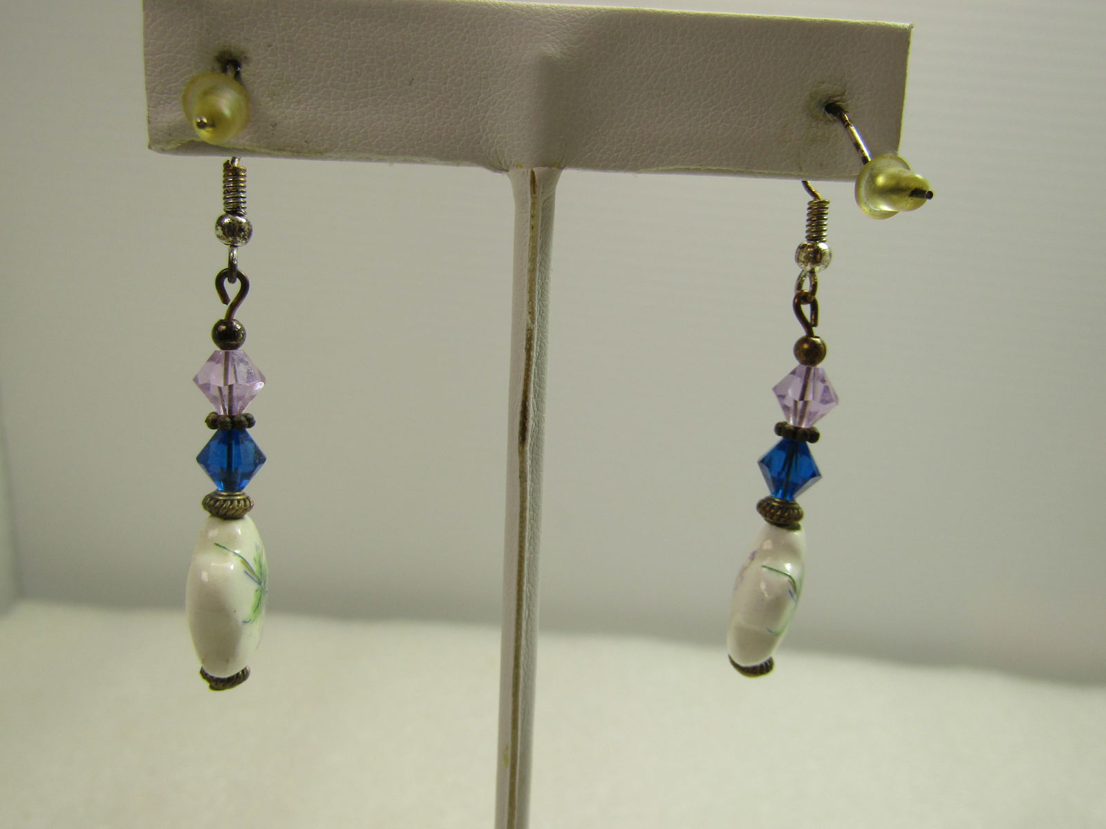 Vintage Blue/White Floral Necklace/Earrings/Bracelet Set, 1980's - 9