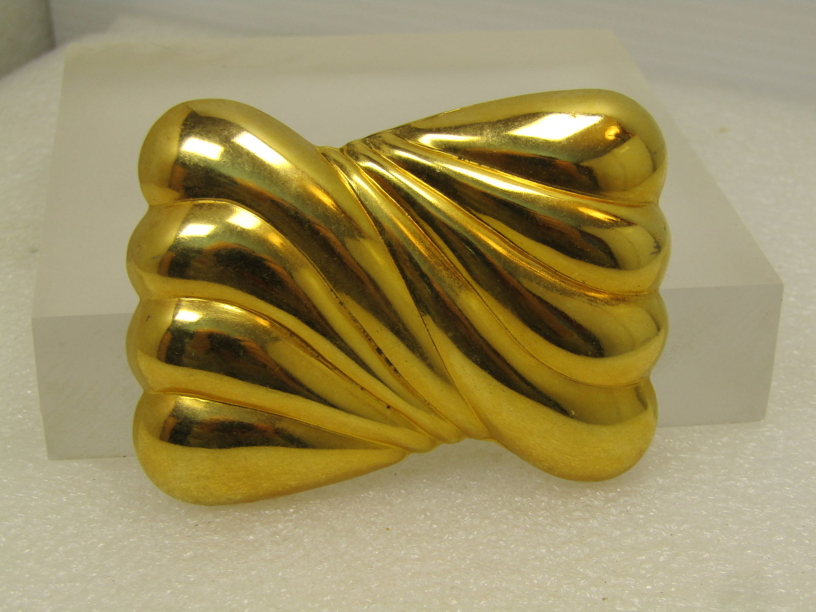 Vintage Curved Rectangular Brooch, 1980's, - 3