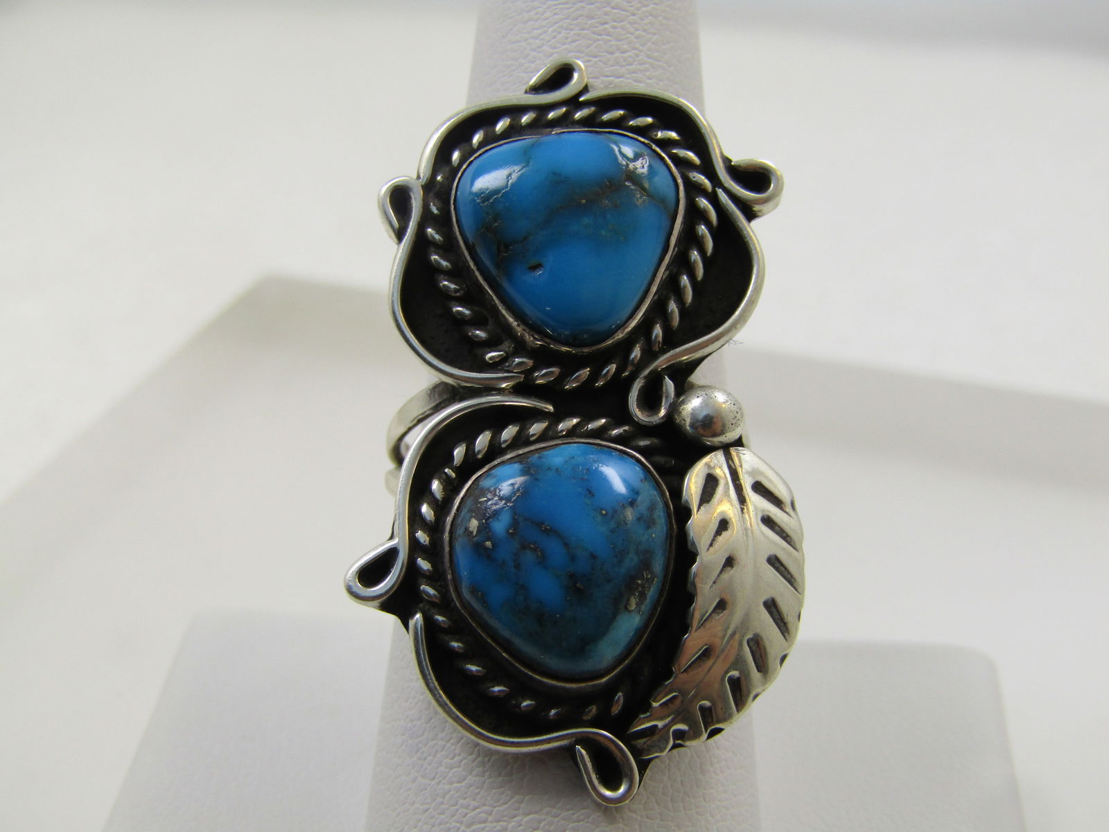 Vintage Sterling Southwestern Turquoise Ring, Sz. 8.5, Unisex, 1980's-1990's (1 of 6)