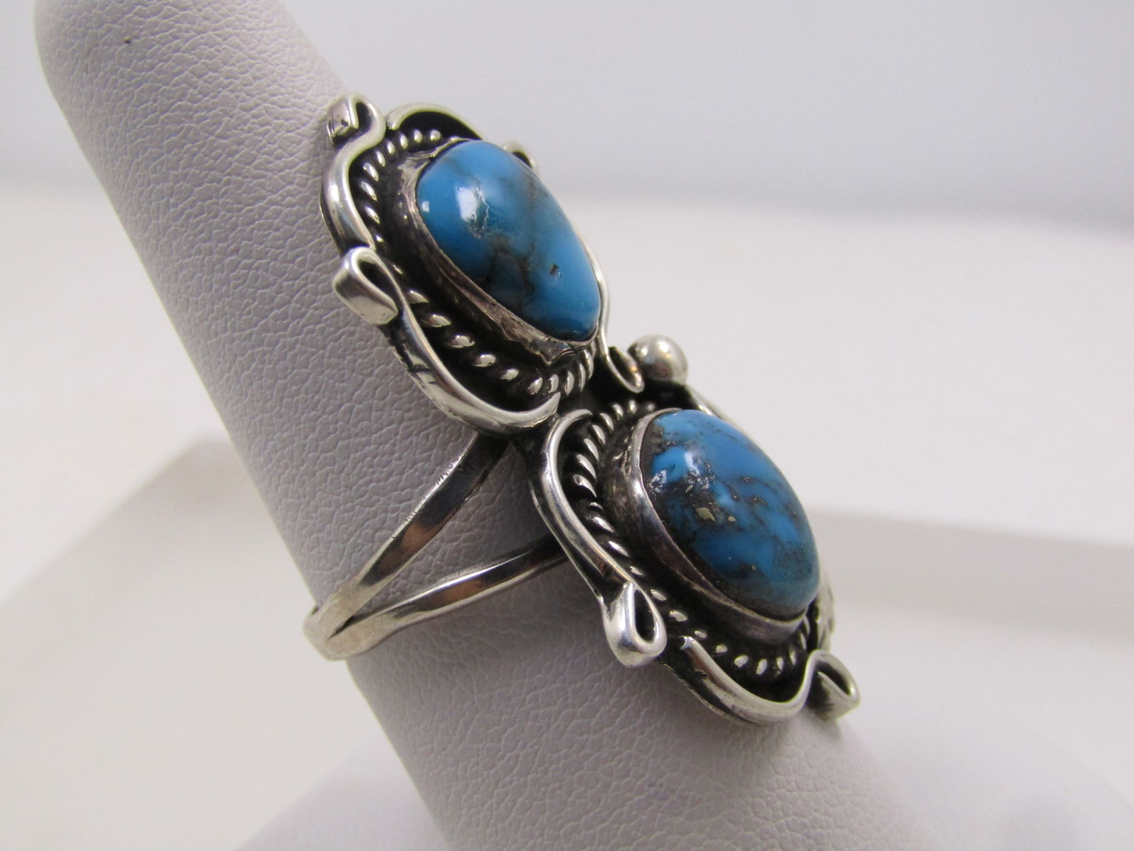 Vintage Sterling Southwestern Turquoise Ring, Sz. 8.5, Unisex, 1980's-1990's - 3