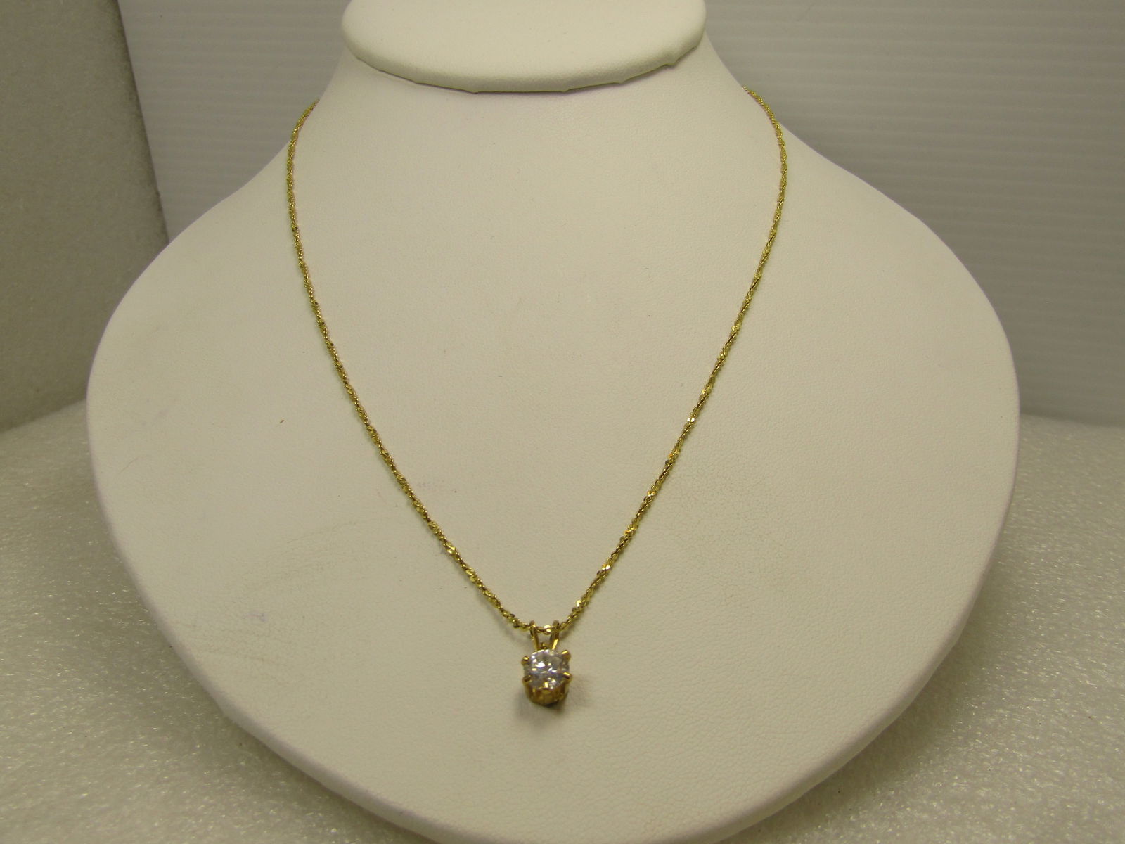 Vintage Danecraft Sterling Vermeil Crystal Necklace, 18", 1980's: Vintage Danecraft Sterling Vermeil Crystal Necklace, 18", 1980's. The necklace is a twisted herringbone link that is appx. 1mm thick with a spring-ring clasp where it is signed Danecraft, Italy and