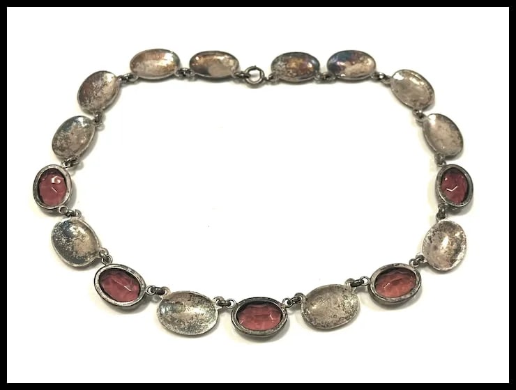 Vintage Ornate Amethyst Silver Bib/Chocker Statement Necklace - 5