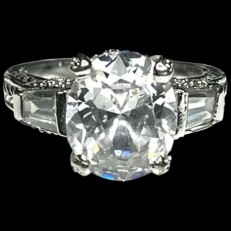 Vintage Estate Oversized Statement Filigree Engagement Ring: Title: Vintage Estate Oversized Statement Filigree Engagement Ring Description: Vintage Estate Oversized Statement Filigree Engagement RingHallmarked: No Hallmark Seen/ CostumeWeighs: 6.6