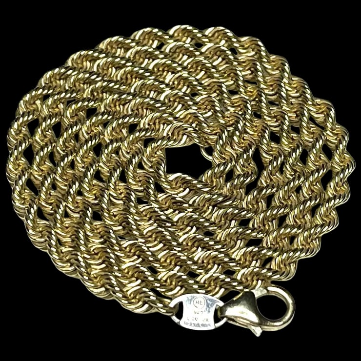 Estate Sterling SIlver RL 10k GP Thick Rope Necklace (1 of 5)