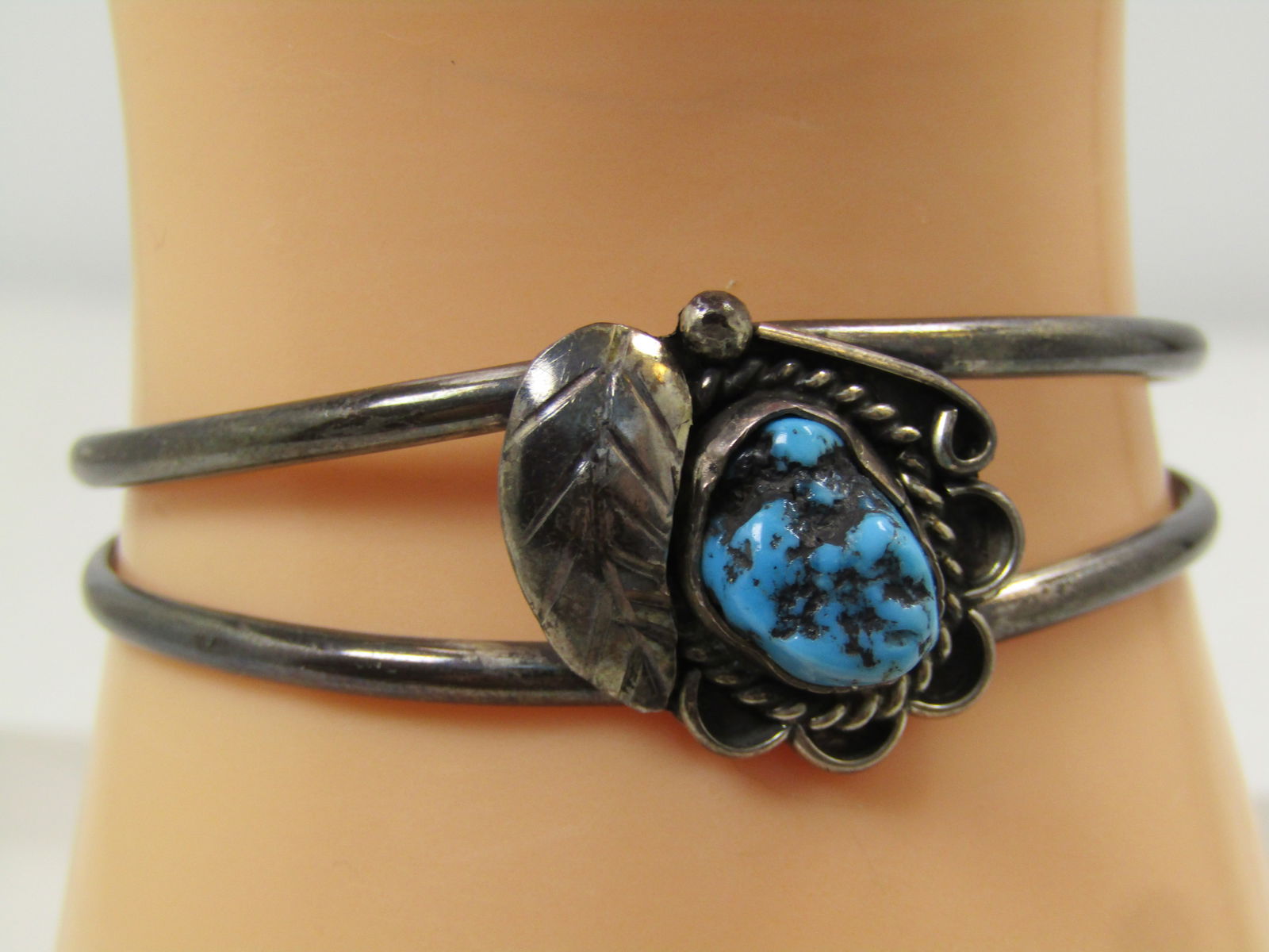 Vintage Sterling Southwestern Turquoise Cuff Bracelet, 6.25", 1970's-1980's (1 of 7)