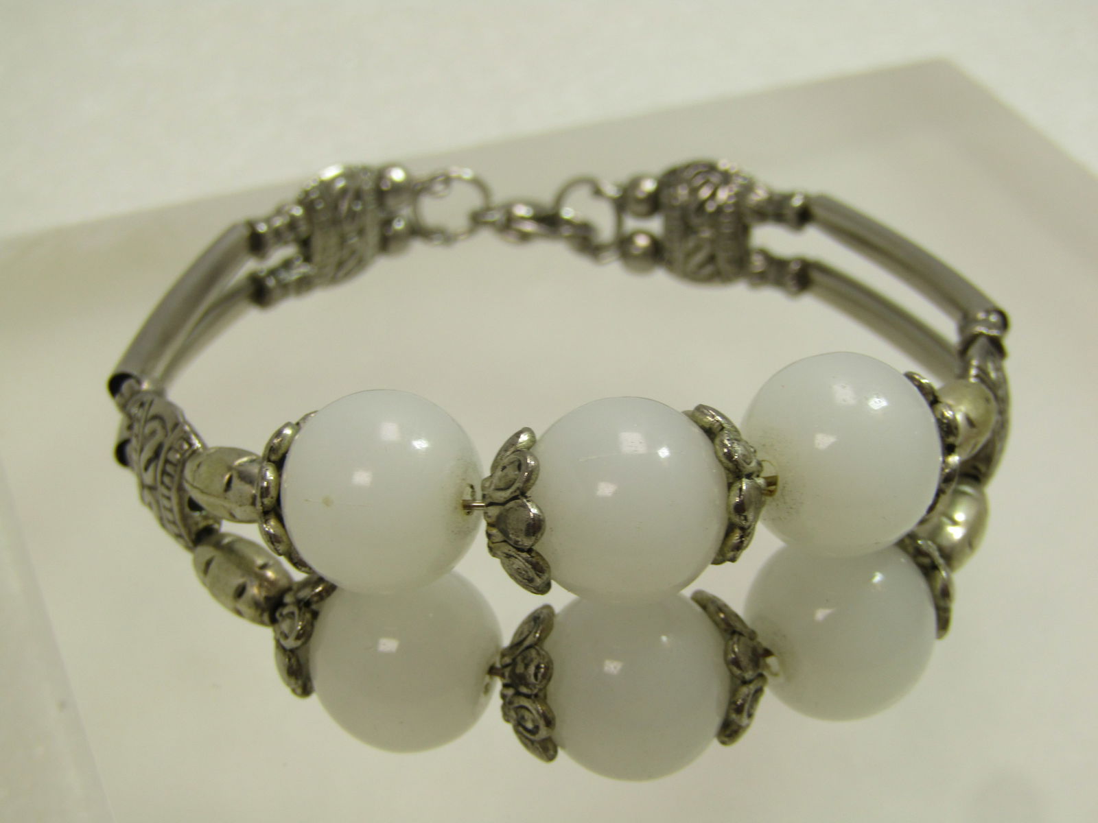 Vintage Double Strand Round Glass Beaded Bracelet.6.75", 1980'S-1990'S (1 of 7)