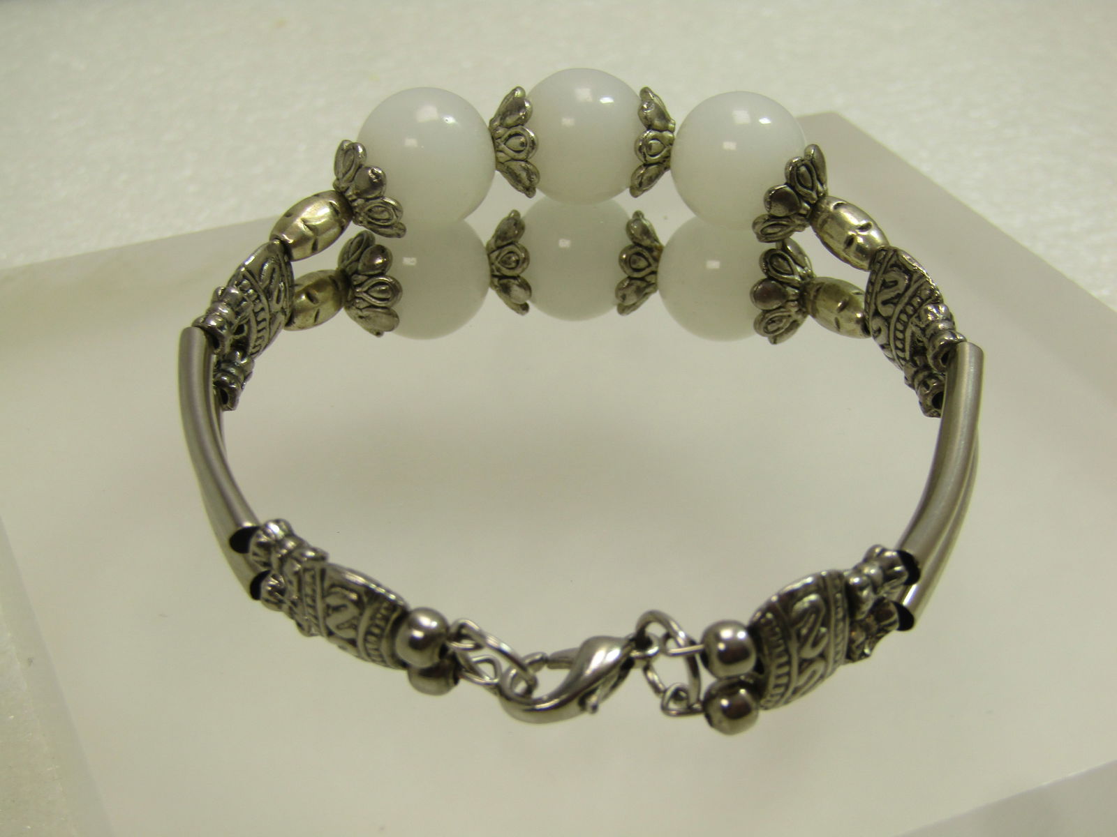 Vintage Double Strand Round Glass Beaded Bracelet.6.75", 1980'S-1990'S - 2