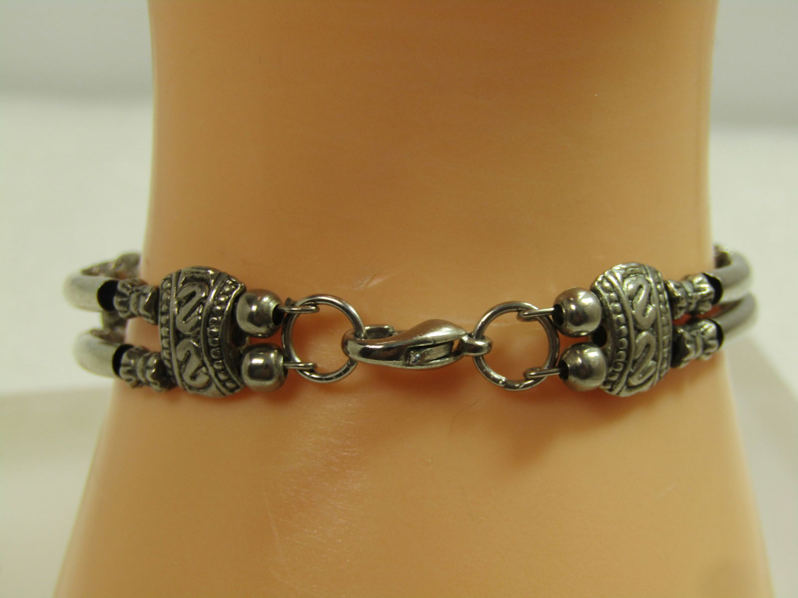 Vintage Double Strand Round Glass Beaded Bracelet.6.75", 1980'S-1990'S - 3