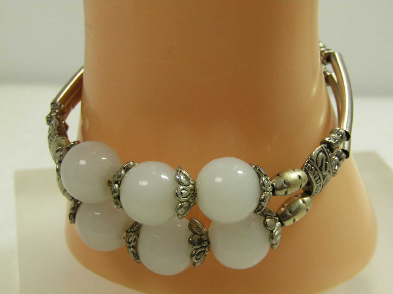 Vintage Double Strand Round Glass Beaded Bracelet.6.75", 1980'S-1990'S - 5