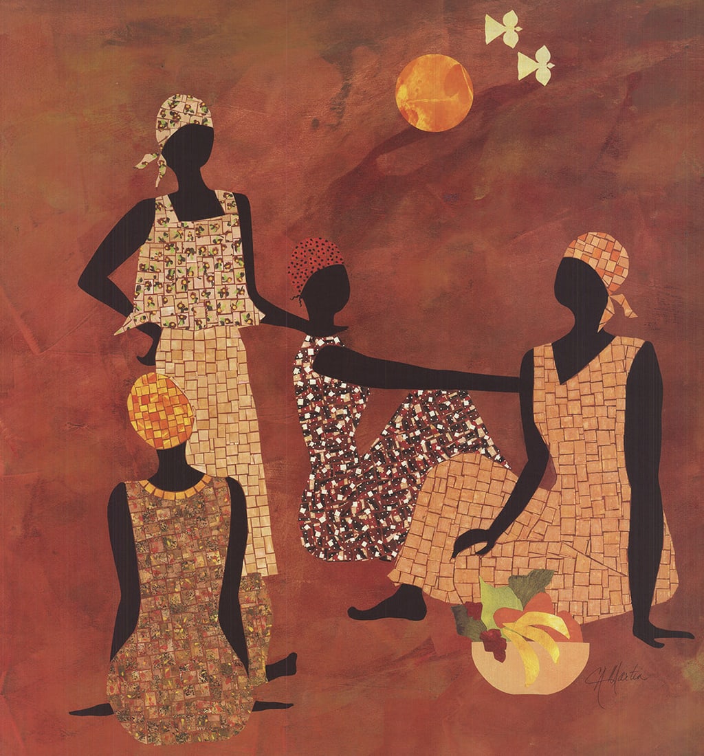 Charleen Martin - A Day at the Market - 2002 Offset Lithograph 23.75" x 23.75" - 2