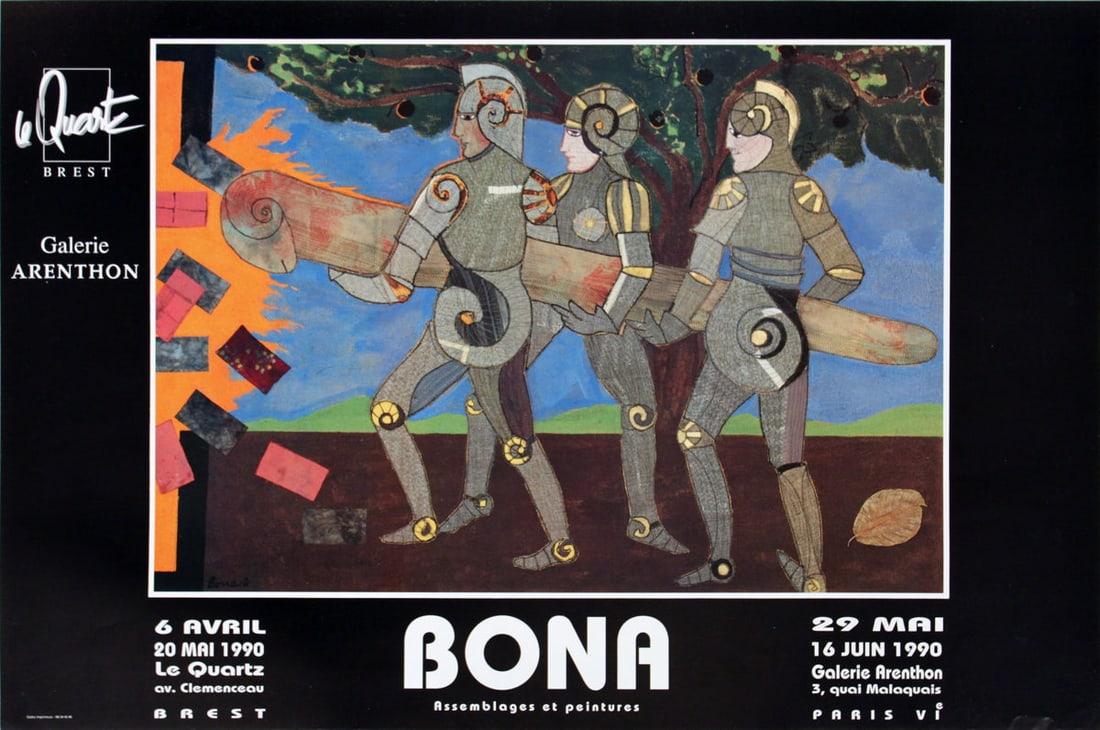 Bona - Assemblages et Peintures - 1990 Offset Lithograph 15.75" x 23.5": Title: Bona - Assemblages et Peintures - 1990 Offset Lithograph 15.75" x 23.5" Artist: Bona Description: "Assemblages et Peintures" by Bona, 1990 Unsigned Offset Lithograph. Paper size is 15.75 x