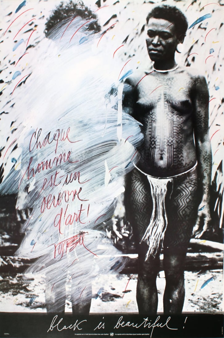 Wolf Vostell - Black is Beautiful - 1983 Offset Lithograph 33.25" x 23.5": Title: Wolf Vostell - Black is Beautiful - 1983 Offset Lithograph 33.25" x 23.5" Artist: Wolf Vostell Description: "Black is Beautiful" by Wolf Vostell, 1983 Unsigned Offset Lithograph. Paper size is