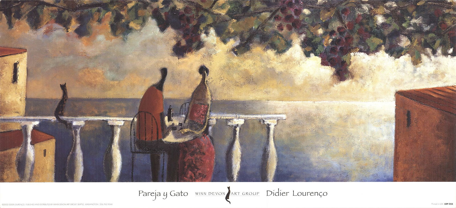 Didier Lourenco - Couple and Cat - 2002 Offset Lithograph 9" x 20"