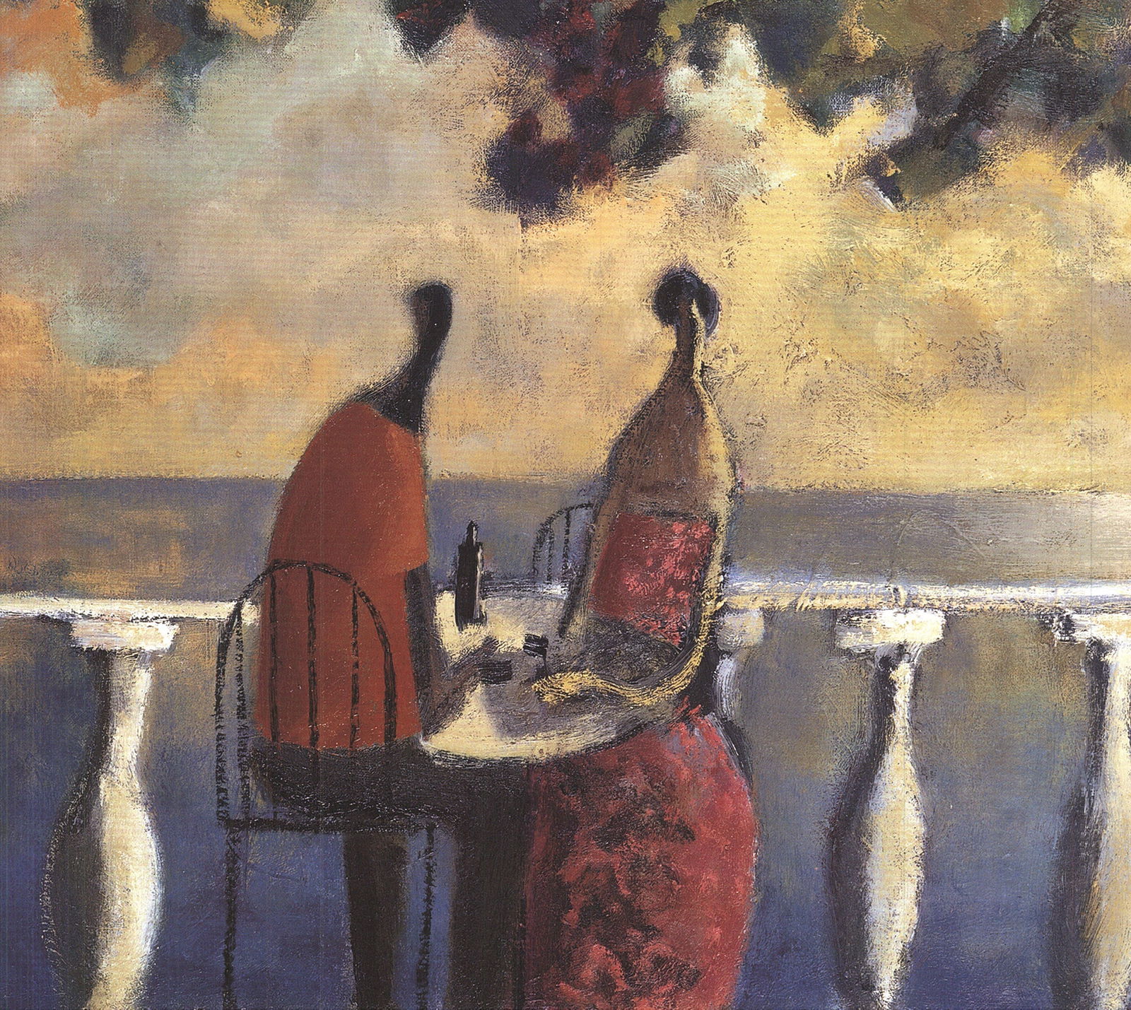 Didier Lourenco - Couple and Cat - 2002 Offset Lithograph 9" x 20" - 3