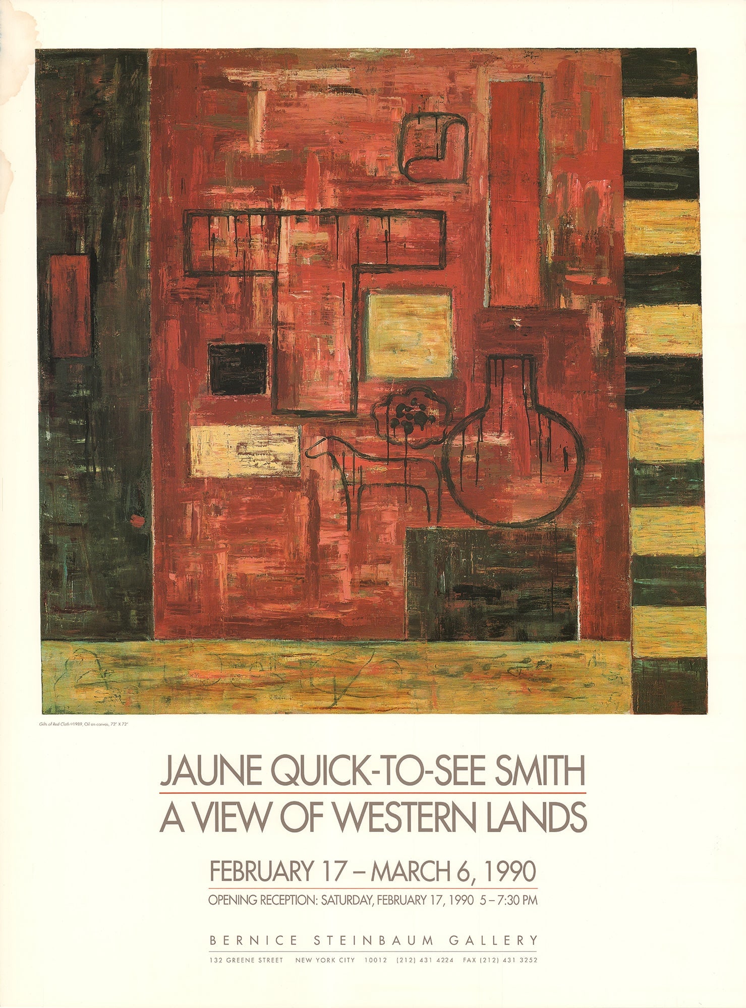 Jaune Quick-to-See Smith - Gifts of Red Cloth - 1990 Offset Lithograph 22.75" x 17" (1 of 4)