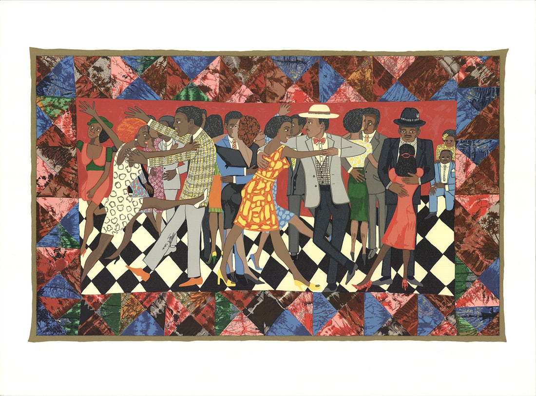 Faith Ringgold - Groovin' High - 1996 Serigraph 32.5" x 44": Title: Faith Ringgold - Groovin' High - 1996 Serigraph 32.5" x 44" Artist: Faith Ringgold Description: "Groovin' High" by Faith Ringgold, 1996 Unsigned Serigraph. Paper size is 32.5 x 44 inches, with
