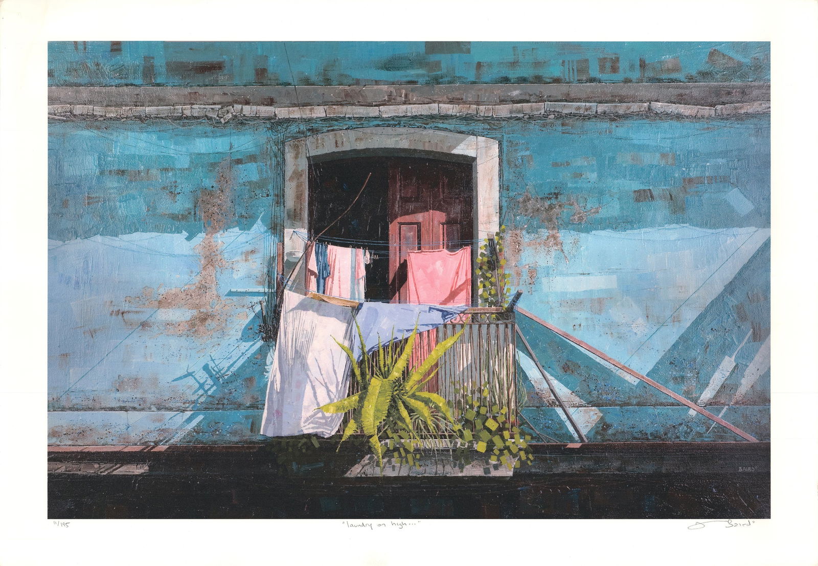 Dwight Baird - Laundry on the Balcony - 2005 Giclee - SIGNED 23.75" x 34" (1 of 5)