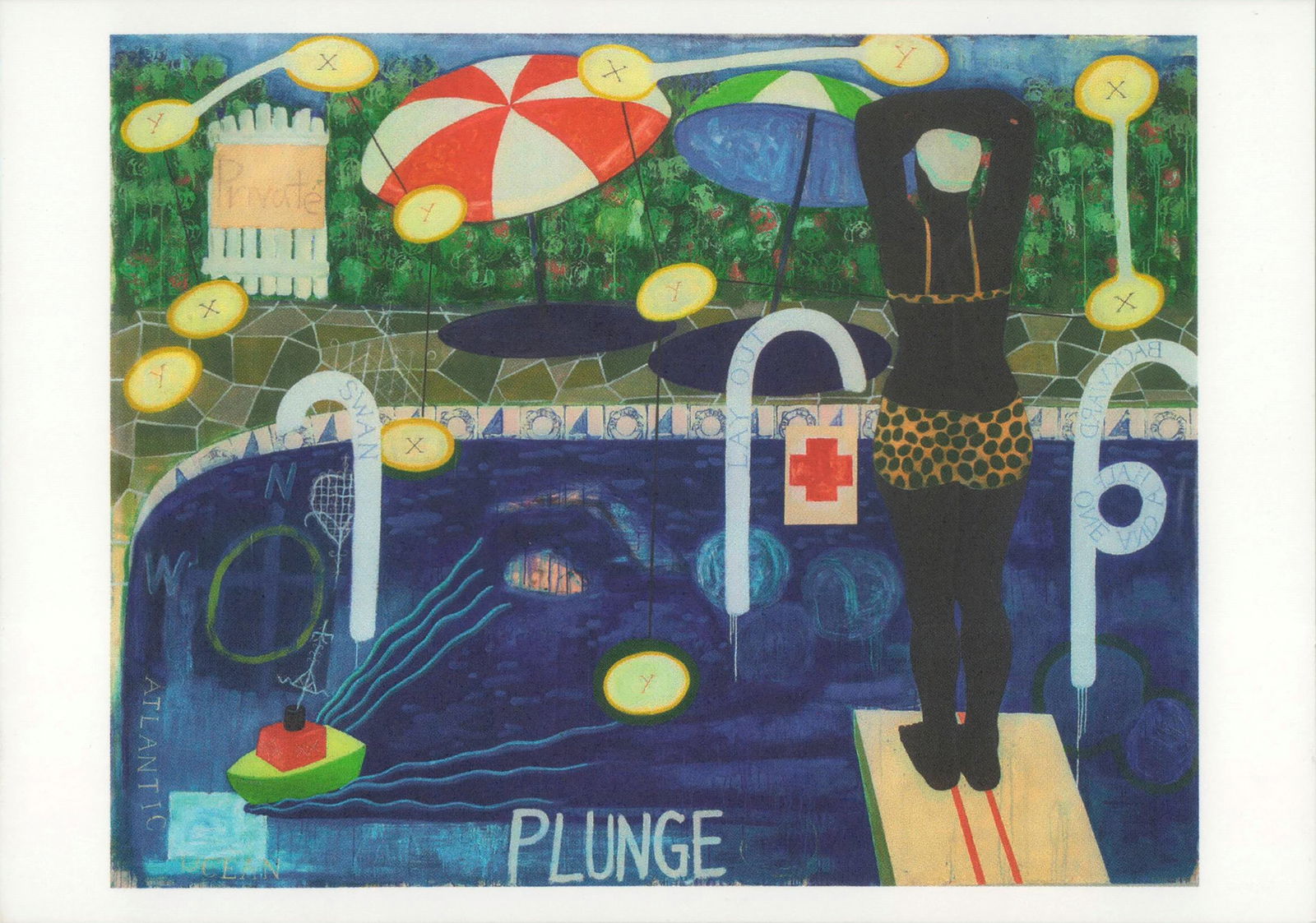 Kerry James Marshall - Plunge - 2025 4.25" x 6": Title: Kerry James Marshall - Plunge - 2025 4.25" x 6" Artist: Kerry James Marshall Description: "Plunge" by Kerry James Marshall, 2025 Postcard. Paper size is 4.25 x 6 inches, with an image size of 3