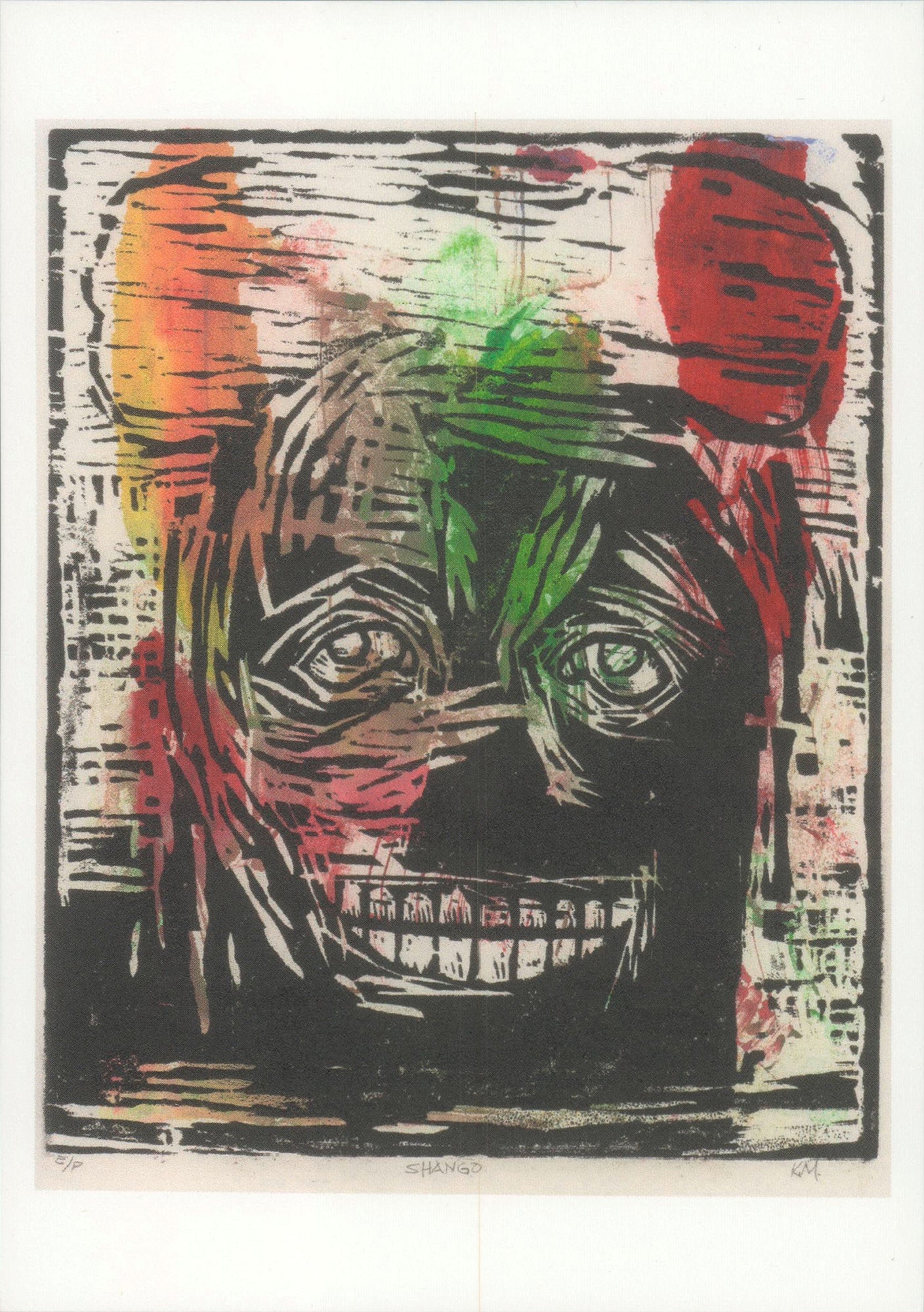 Kerry James Marshall - Shango - 2025 6" x 4.25": Title: Kerry James Marshall - Shango - 2025 6" x 4.25" Artist: Kerry James Marshall Description: "Shango" by Kerry James Marshall, 2025 Postcard. Paper size is 6 x 4.25 inches, with an image size of 4