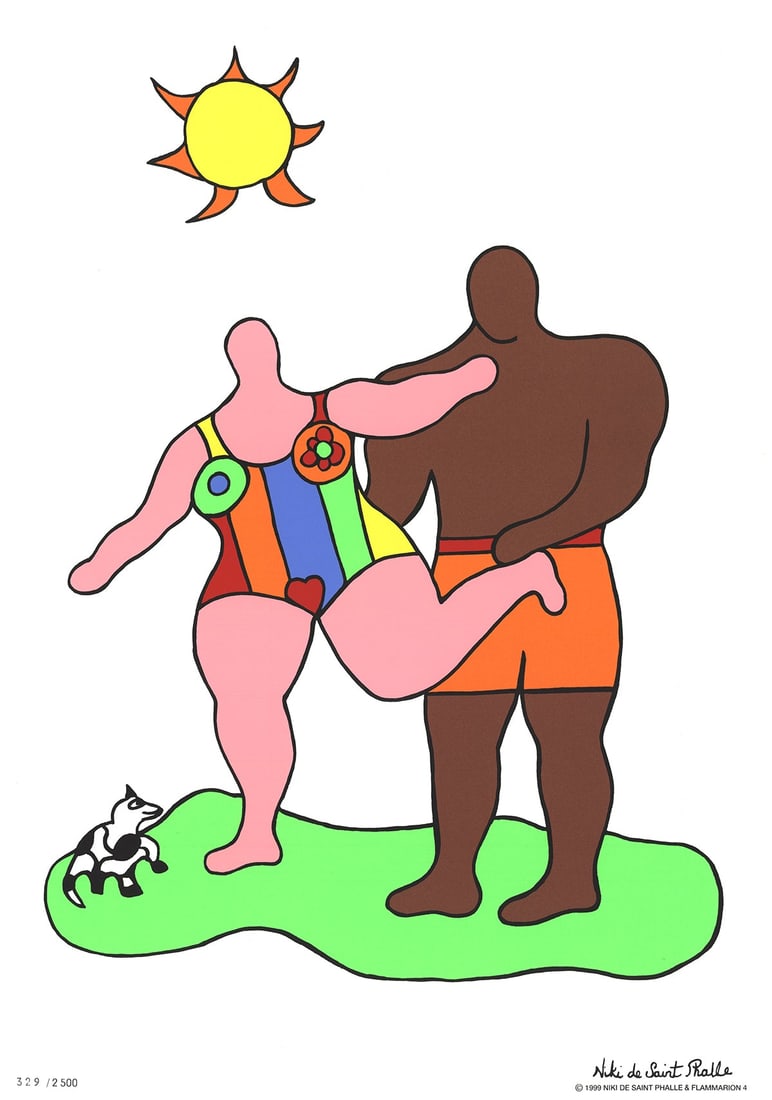 Niki de Saint Phalle - Sur la Plage II - 1999 Serigraph 19.5" x 13.75": Title: Niki de Saint Phalle - Sur la Plage II - 1999 Serigraph 19.5" x 13.75" Artist: Niki de Saint Phalle Description: "Sur la Plage II" by Niki de Saint Phalle, 1999 Unsigned Serigraph. Paper size