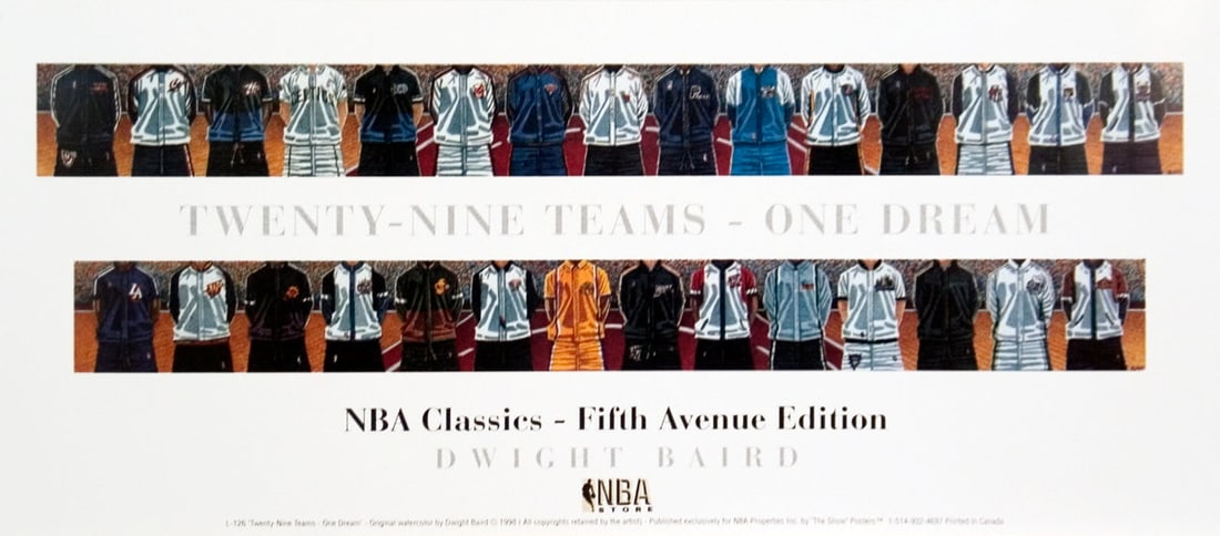 Dwight Baird - Twenty-Nine Teams-One Dream (Lg) - 2001 Offset Lithograph 15" x 34": Title: Dwight Baird - Twenty-Nine Teams-One Dream (Lg) - 2001 Offset Lithograph 15" x 34" Artist: Dwight Baird Description: "Twenty-Nine Teams-One Dream (Lg)" by Dwight Baird, 2001 Unsigned Offset