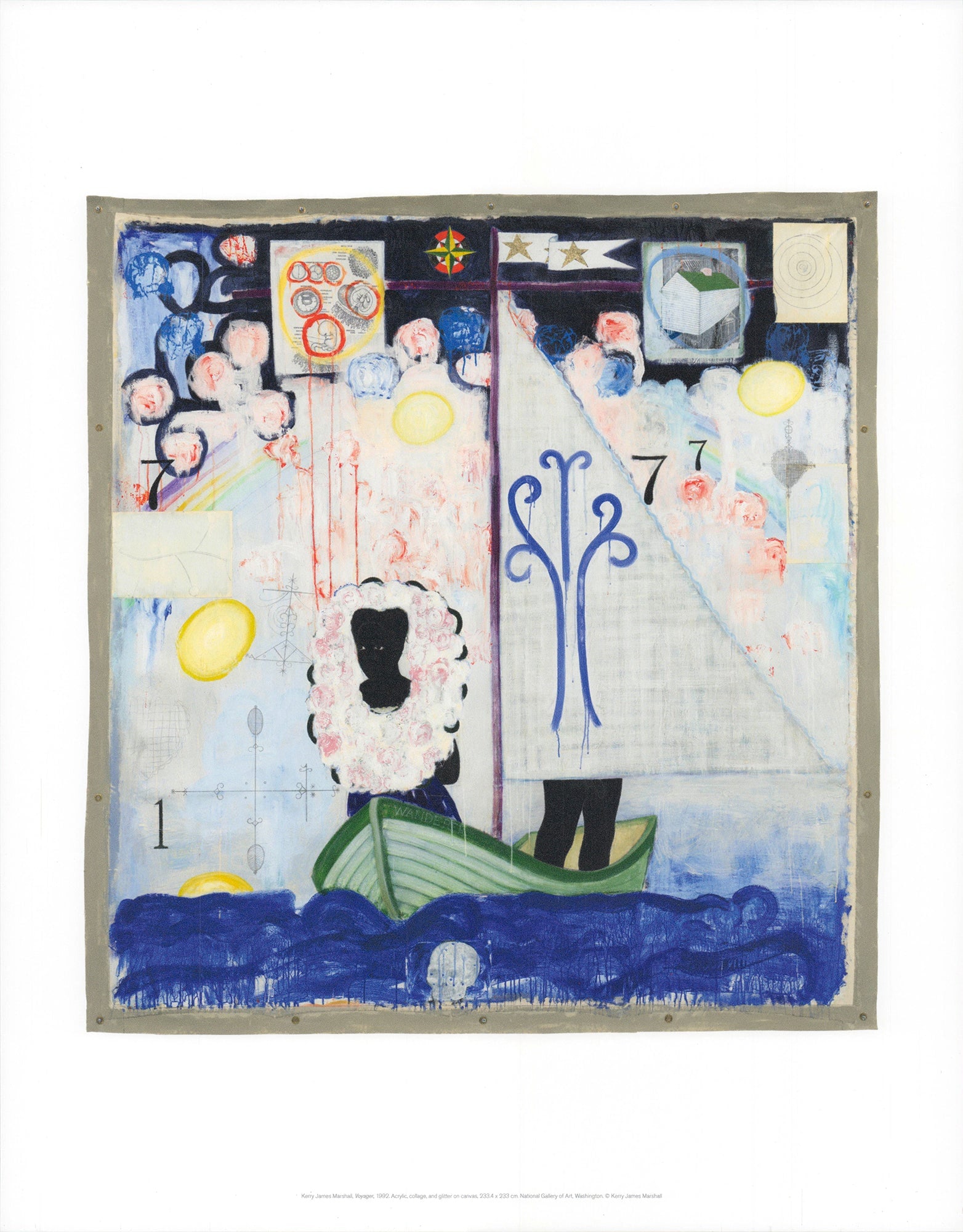 Kerry James Marshall - Voyager - 2025 Offset Lithograph 14" x 11": Title: Kerry James Marshall - Voyager - 2025 Offset Lithograph 14" x 11" Artist: Kerry James Marshall Description: "Voyager" by Kerry James Marshall, 2025 Unsigned Offset Lithograph. Paper size is 14