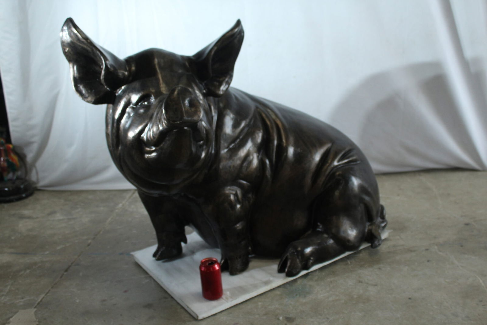 Large Sitting Pig Aluminum Statue with Realistic Detailing - Indoor & Outdoor Decorative Sculpture - - 10