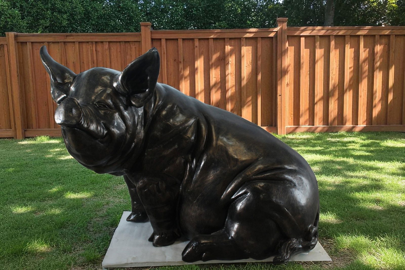 Large Sitting Pig Aluminum Statue with Realistic Detailing - Indoor & Outdoor Decorative Sculpture - - 9