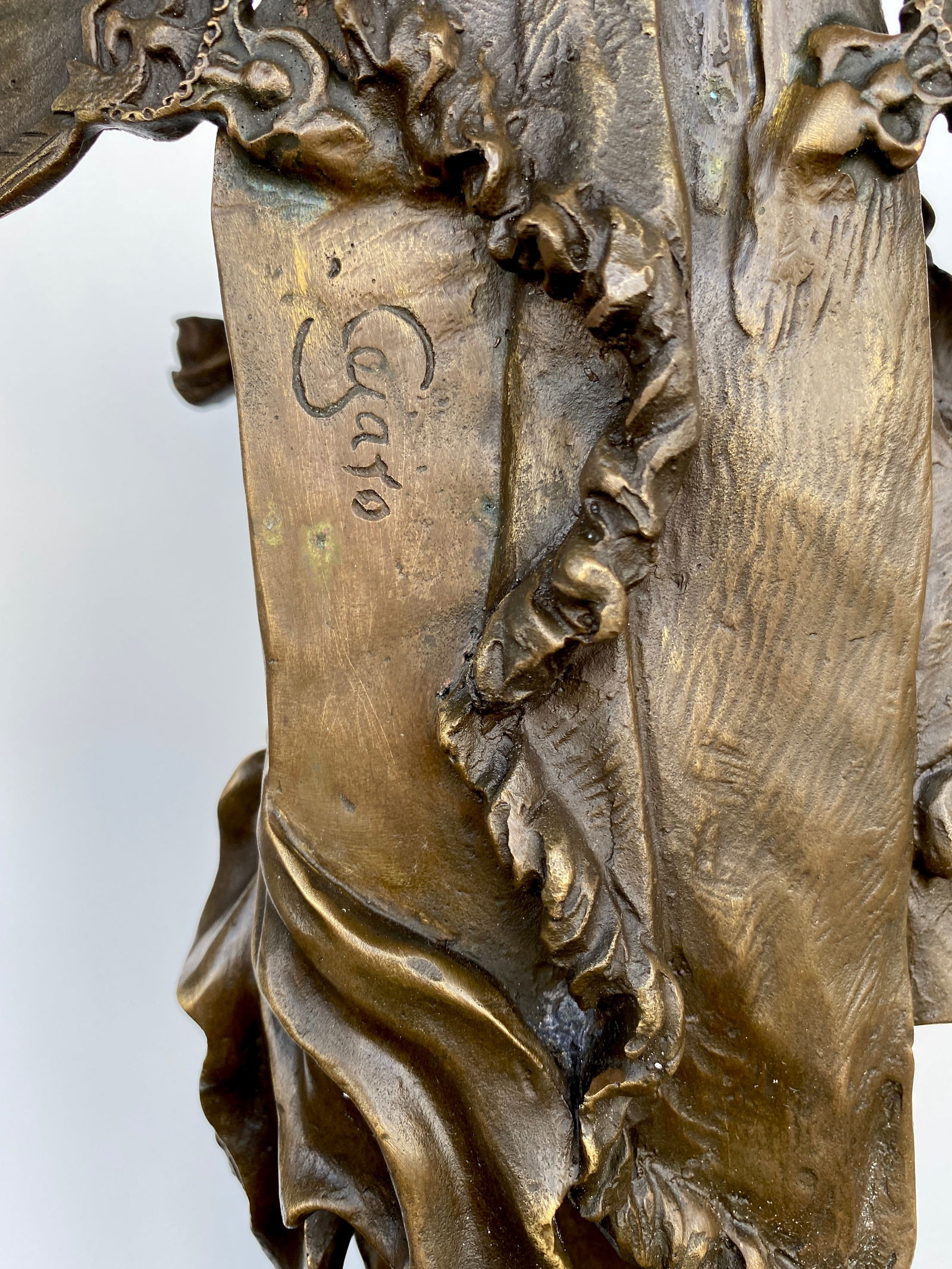 Sign. Bronze Egyptian Queen Cleopatra On marble base - 4