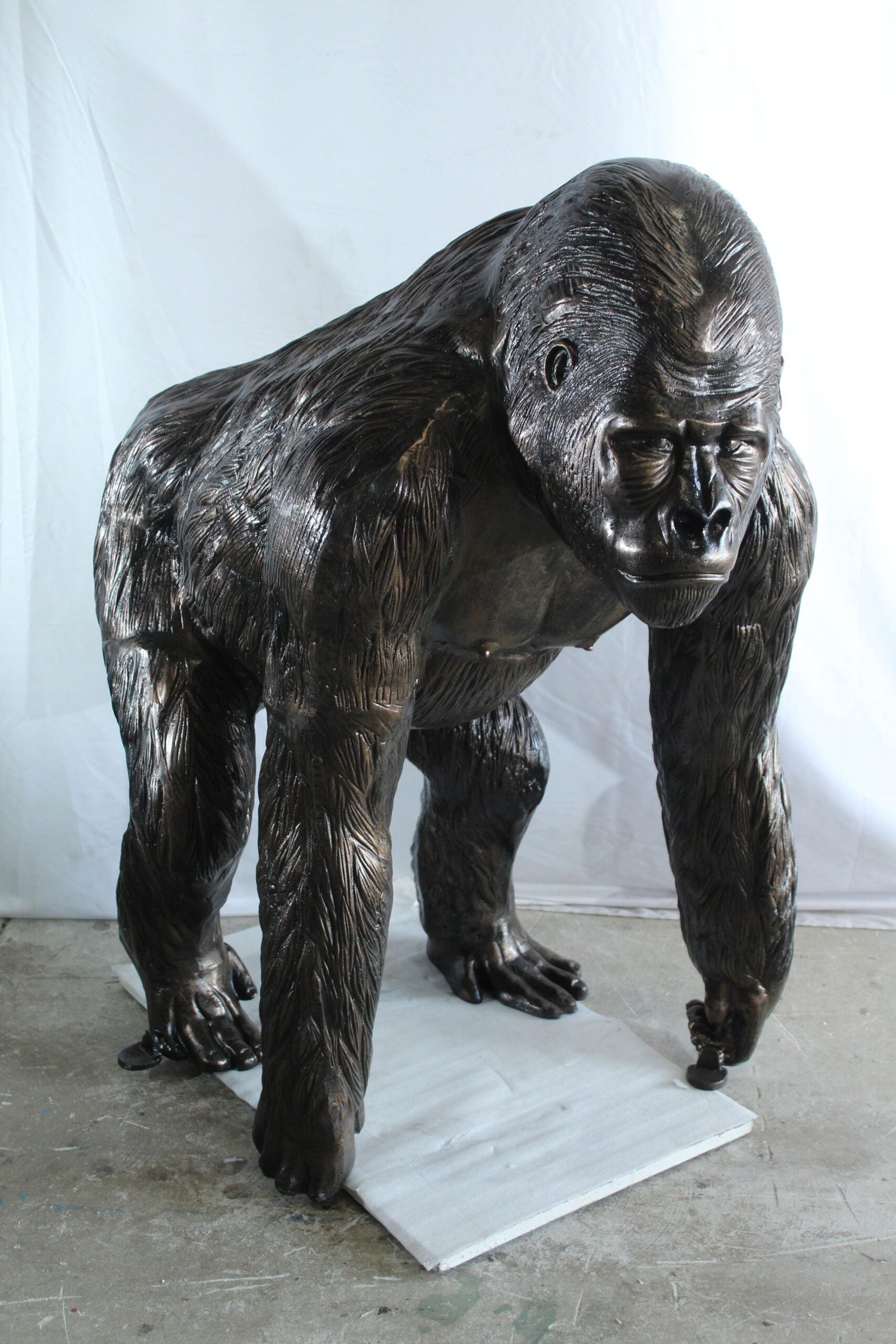 Giant Aluminum Gorilla Statue - Walking Gorilla Sculpture with Intricate Fur Detailing for Wildlife - 10