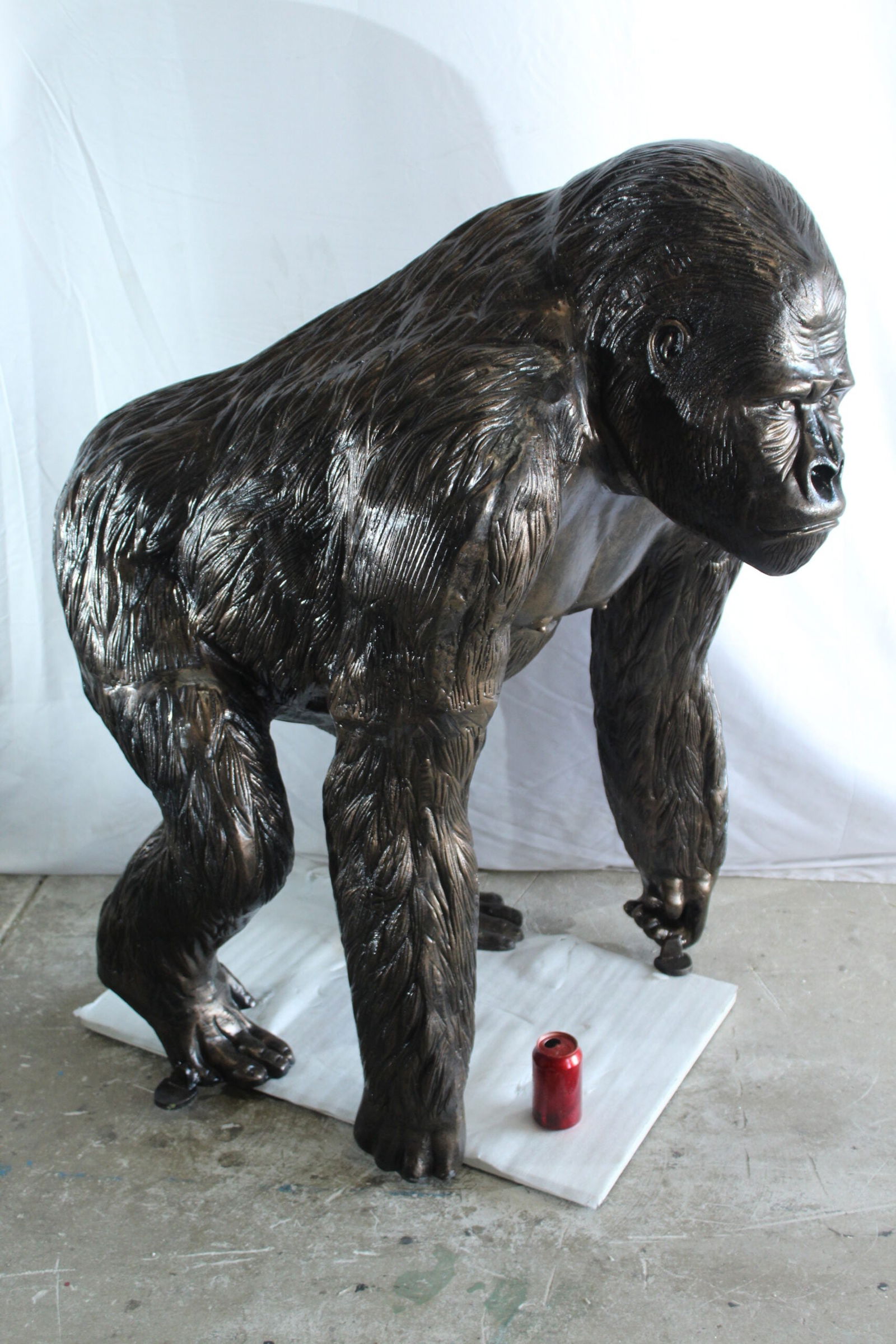 Giant Aluminum Gorilla Statue - Walking Gorilla Sculpture with Intricate Fur Detailing for Wildlife - 11