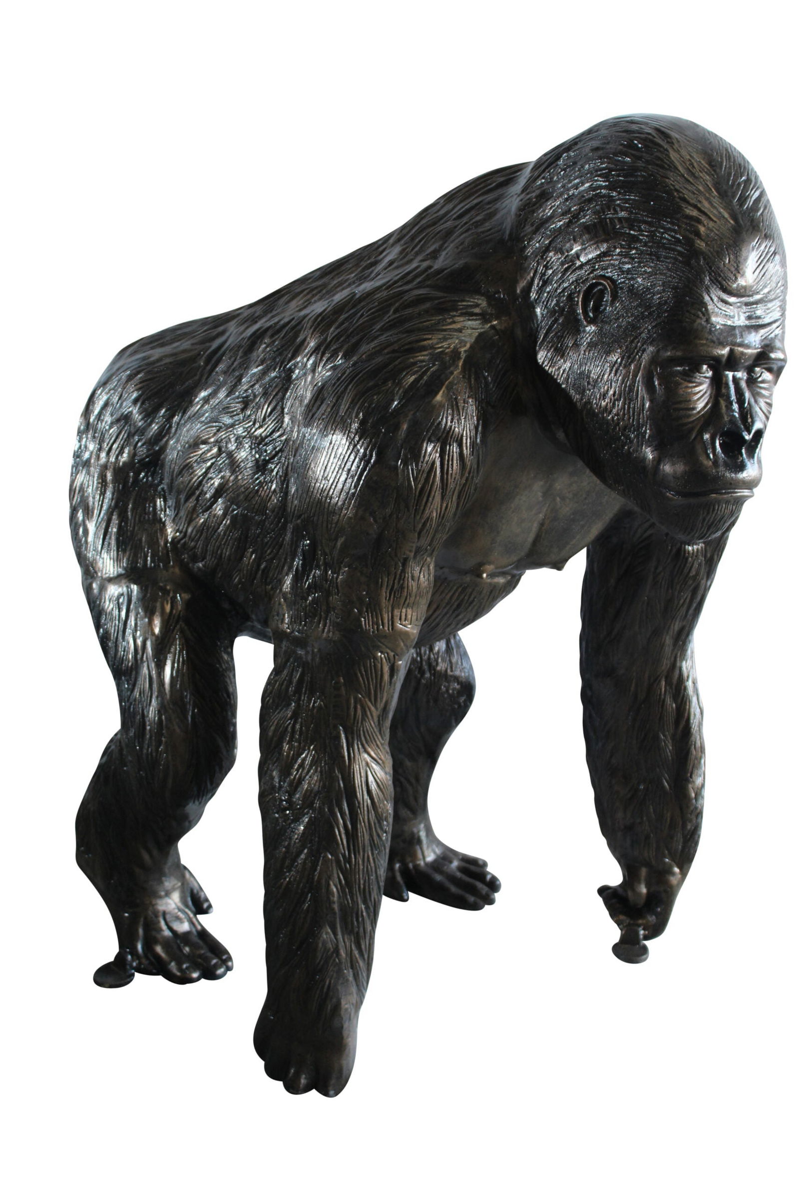 Giant Aluminum Gorilla Statue - Walking Gorilla Sculpture with Intricate Fur Detailing for Wildlife (1 of 12)