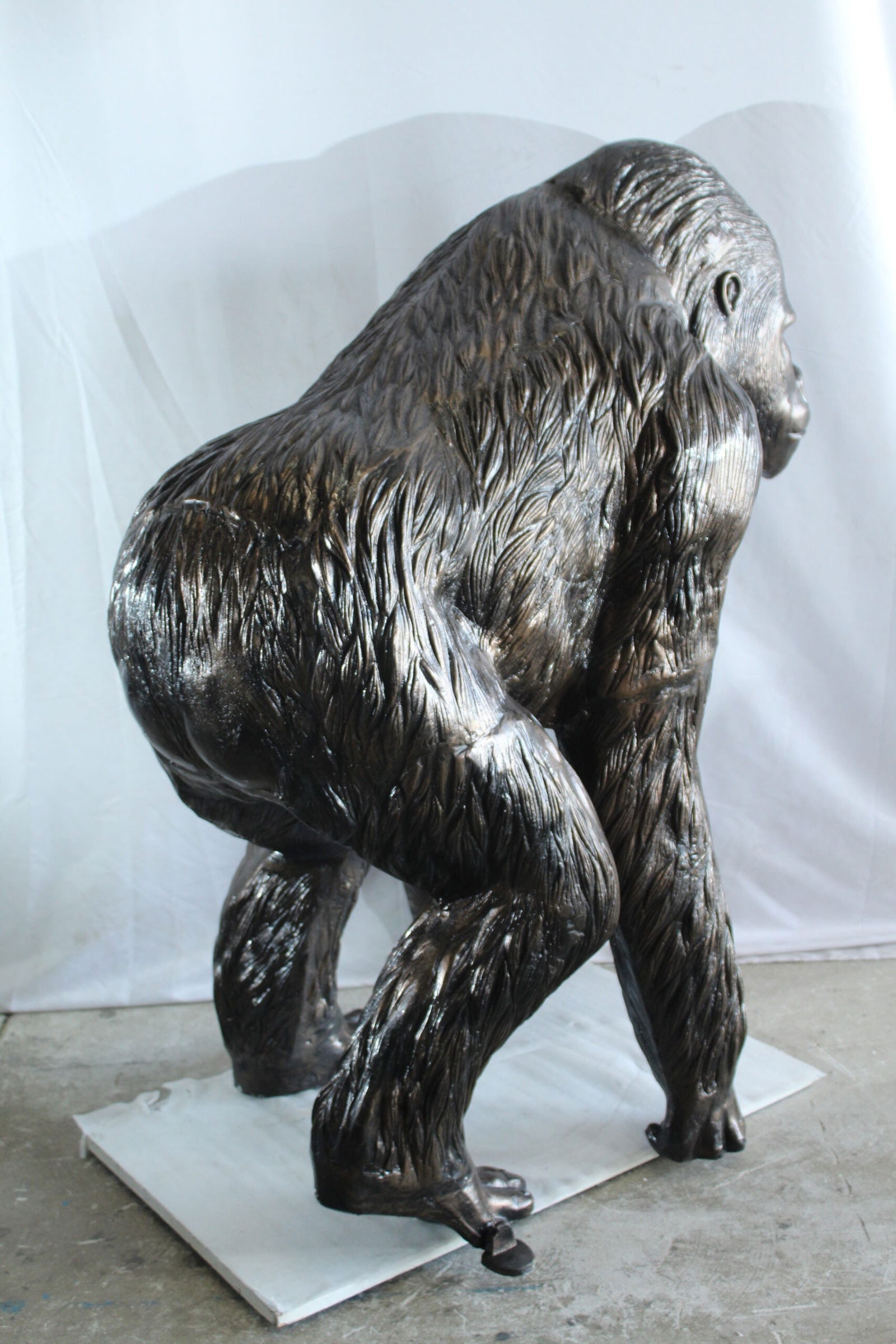 Giant Aluminum Gorilla Statue - Walking Gorilla Sculpture with Intricate Fur Detailing for Wildlife - 2