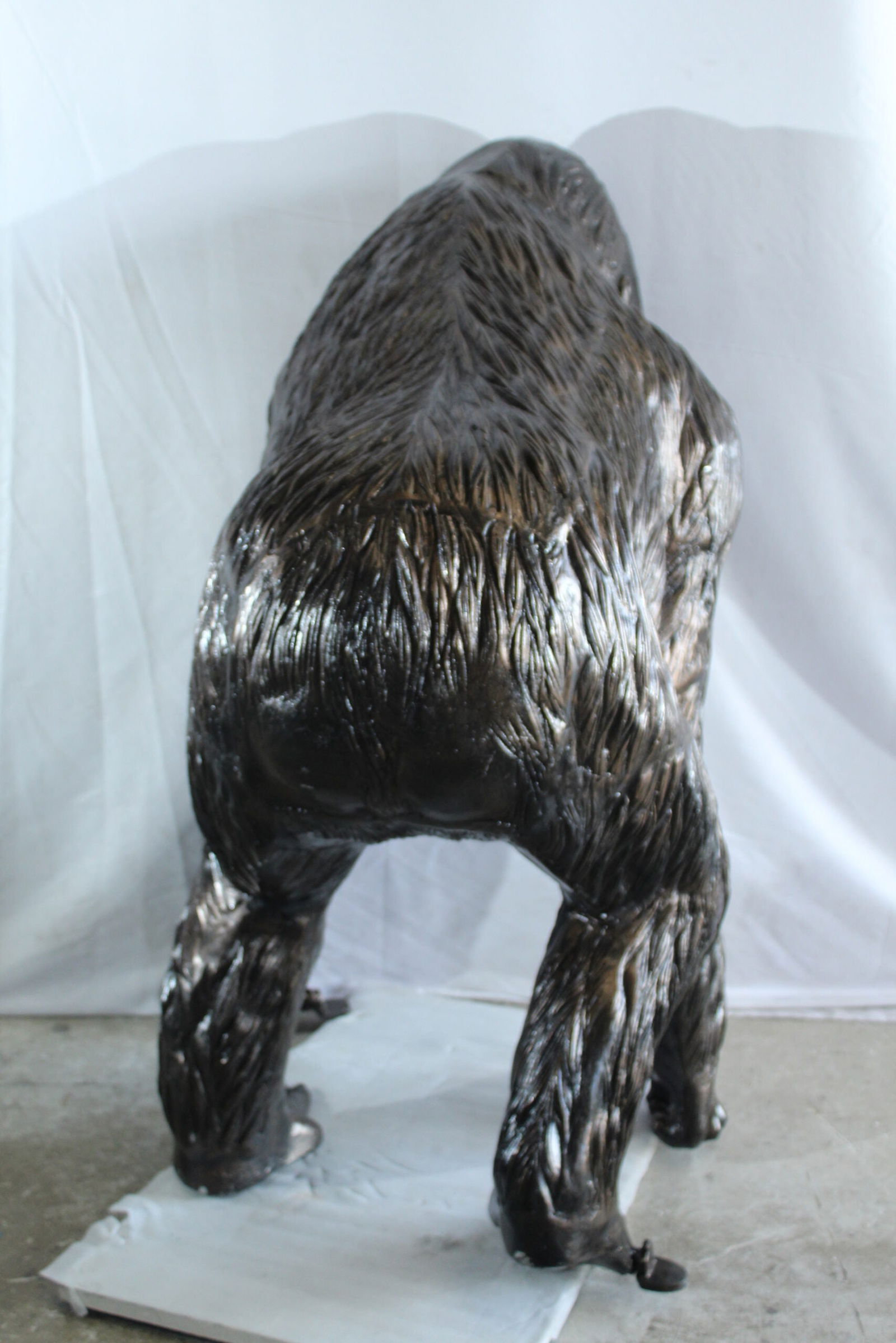 Giant Aluminum Gorilla Statue - Walking Gorilla Sculpture with Intricate Fur Detailing for Wildlife - 3