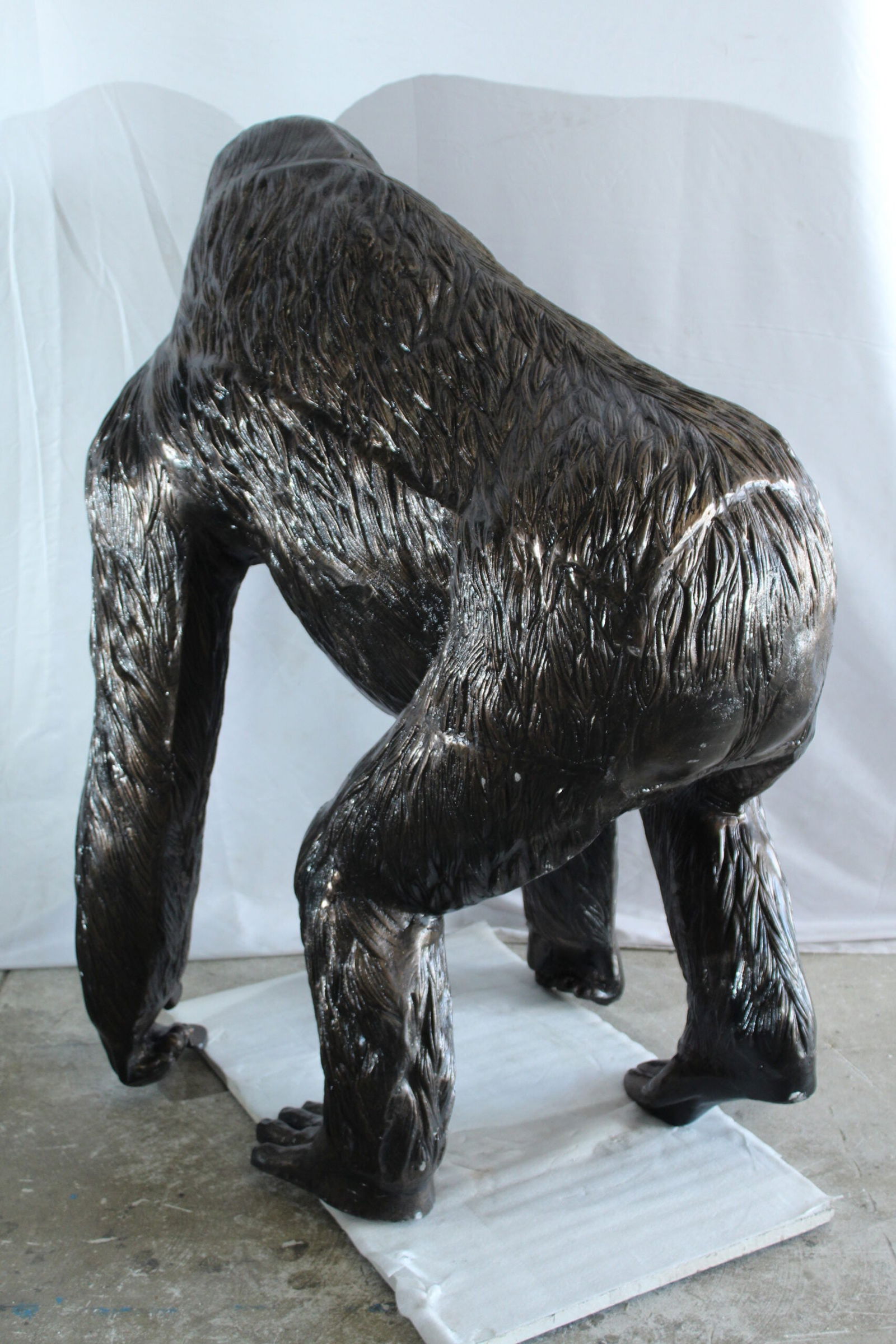 Giant Aluminum Gorilla Statue - Walking Gorilla Sculpture with Intricate Fur Detailing for Wildlife - 4