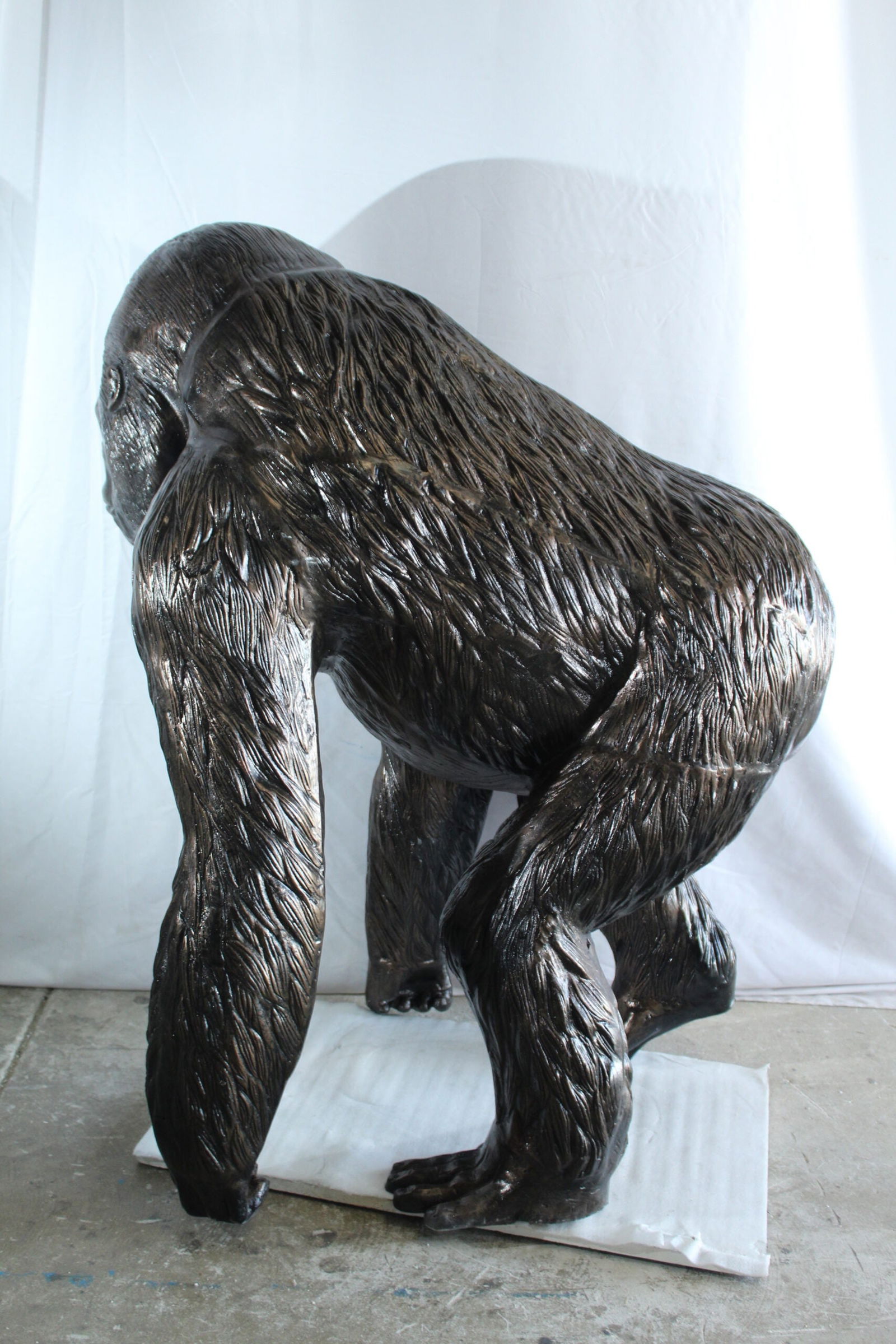 Giant Aluminum Gorilla Statue - Walking Gorilla Sculpture with Intricate Fur Detailing for Wildlife - 5
