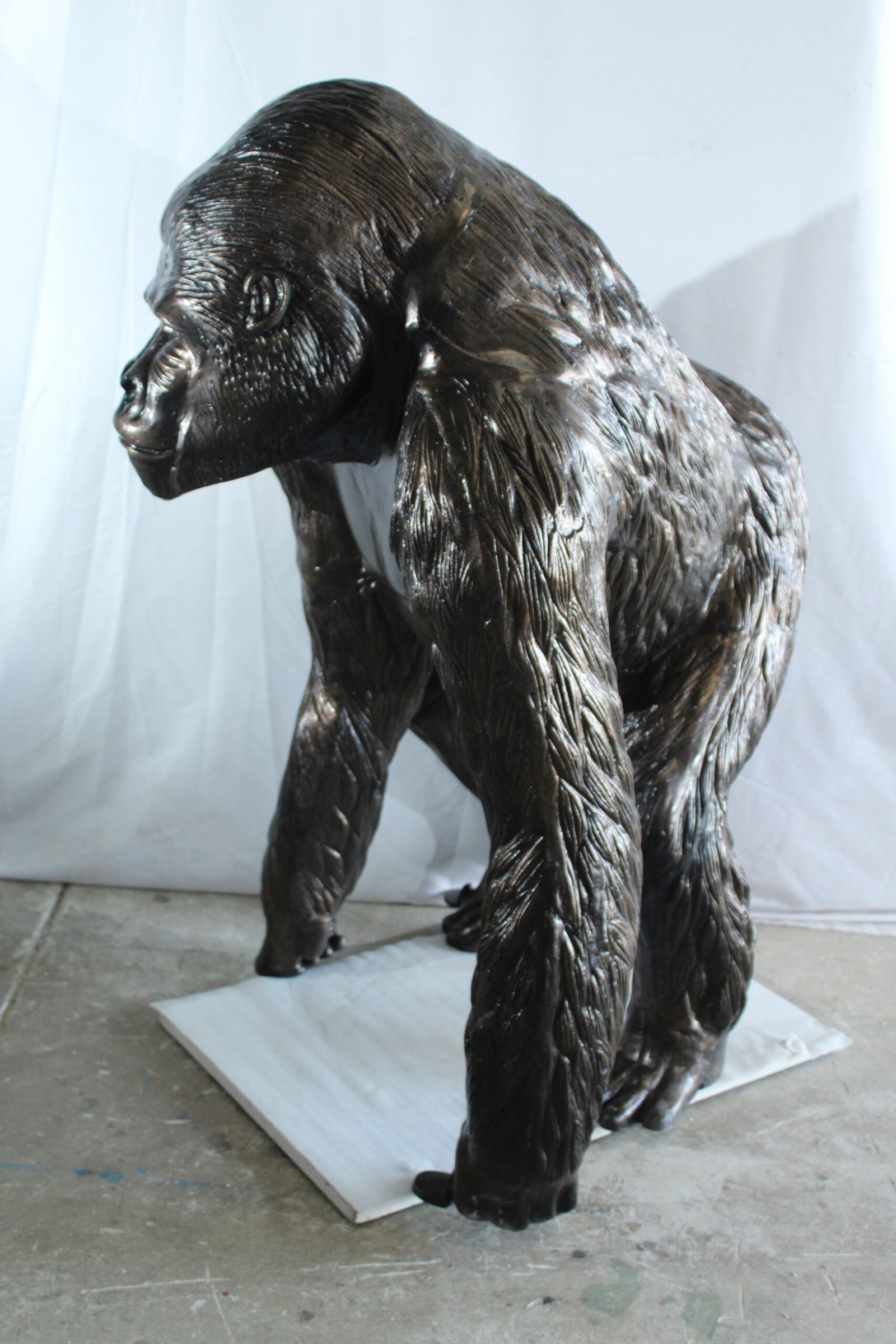 Giant Aluminum Gorilla Statue - Walking Gorilla Sculpture with Intricate Fur Detailing for Wildlife - 6