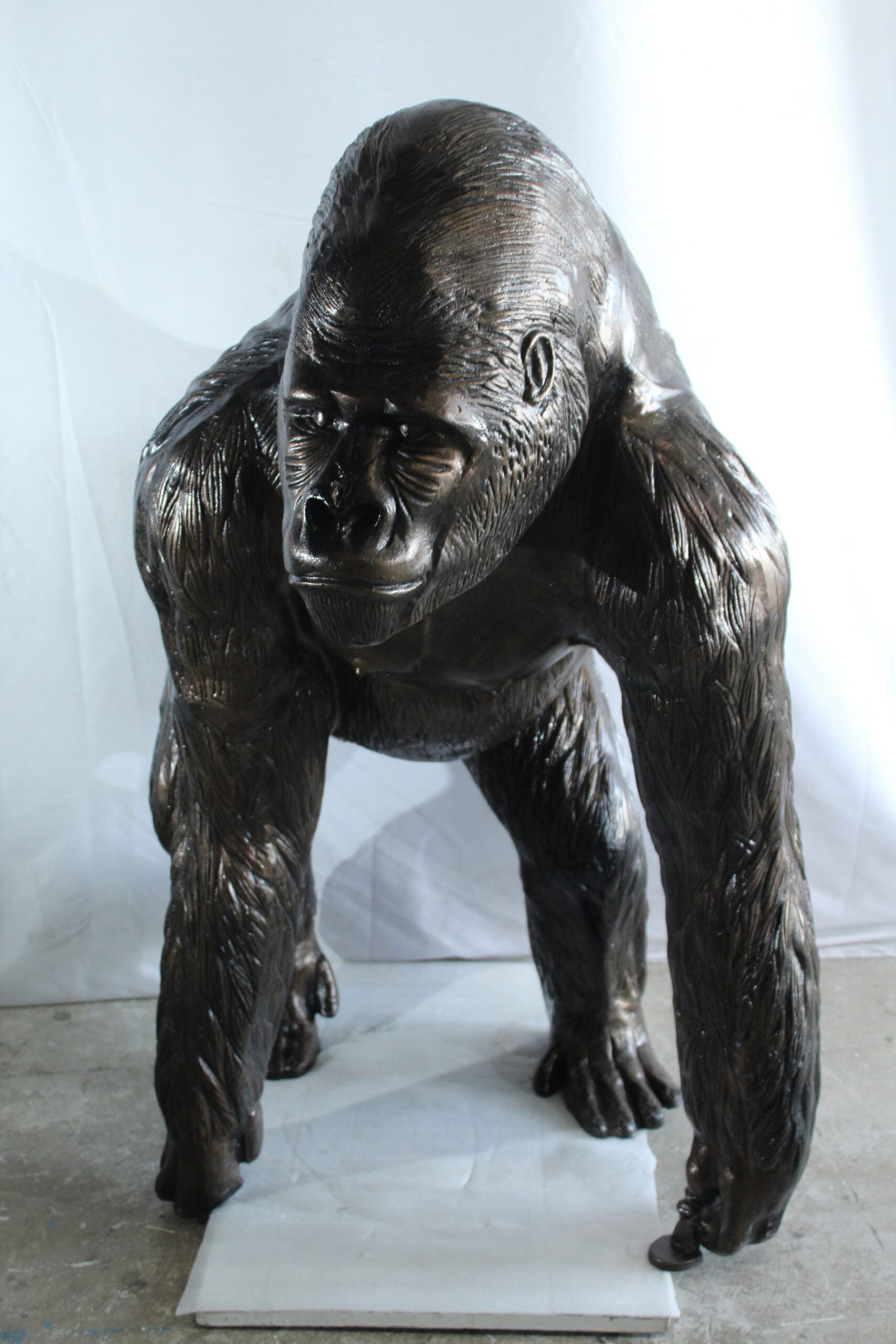 Giant Aluminum Gorilla Statue - Walking Gorilla Sculpture with Intricate Fur Detailing for Wildlife - 7