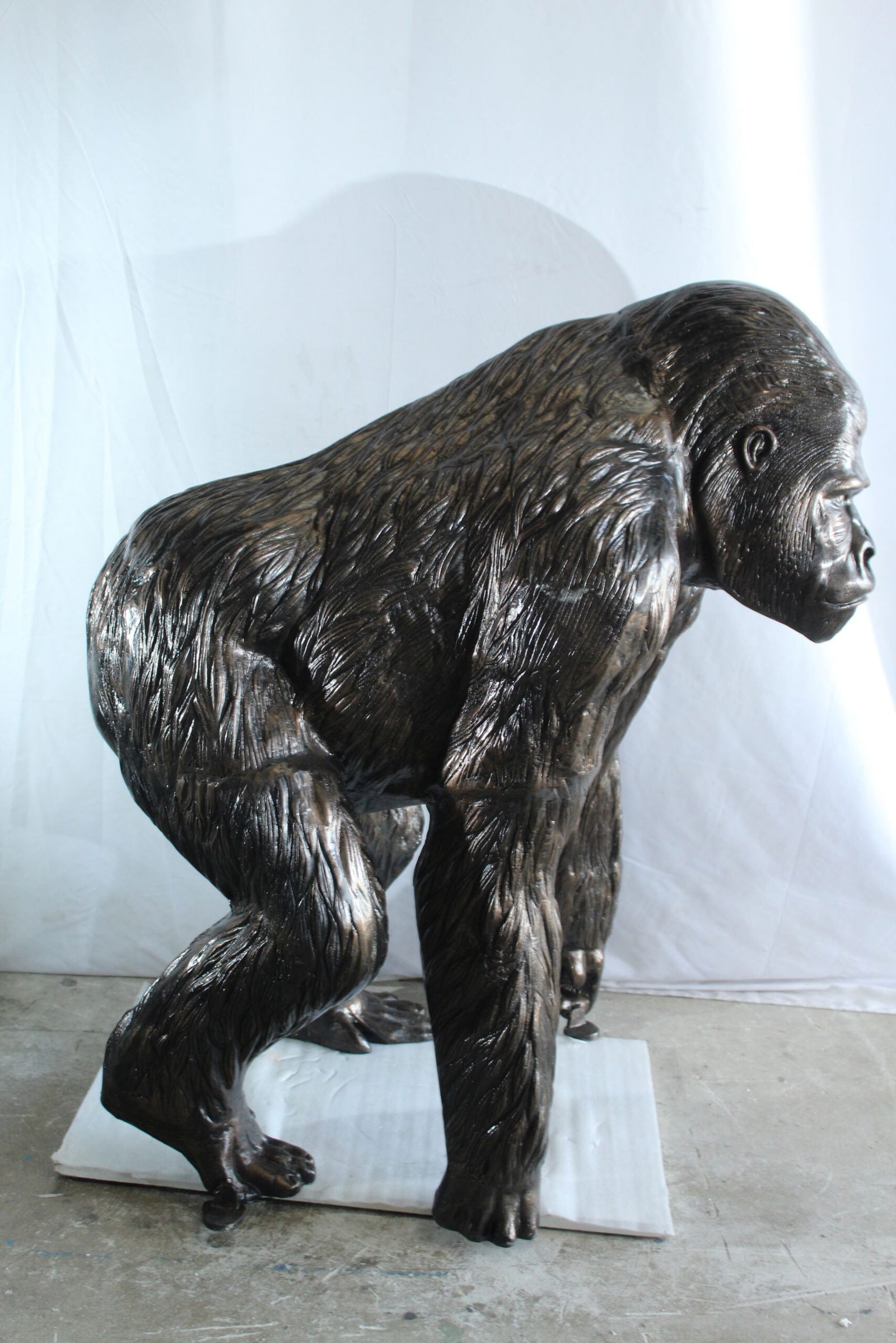Giant Aluminum Gorilla Statue - Walking Gorilla Sculpture with Intricate Fur Detailing for Wildlife - 8